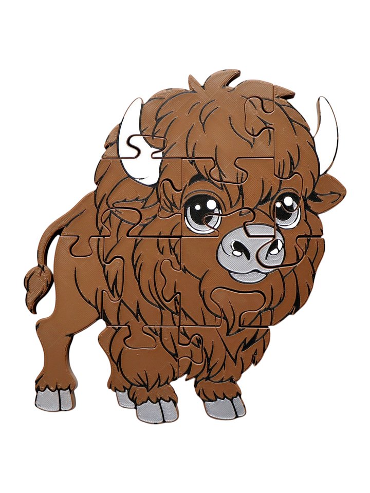 Bison 3D Printed Jigsaw Puzzle – A Prairie-Sized Challenge in Every Piece! product image (1)