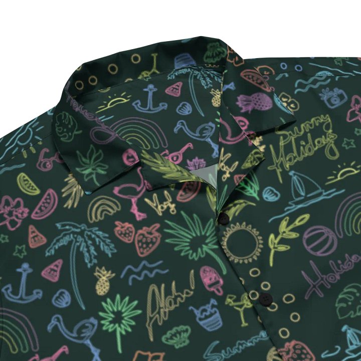 Retro Neon Sunset Palm Trees Hawaiian Shirt product image (2)