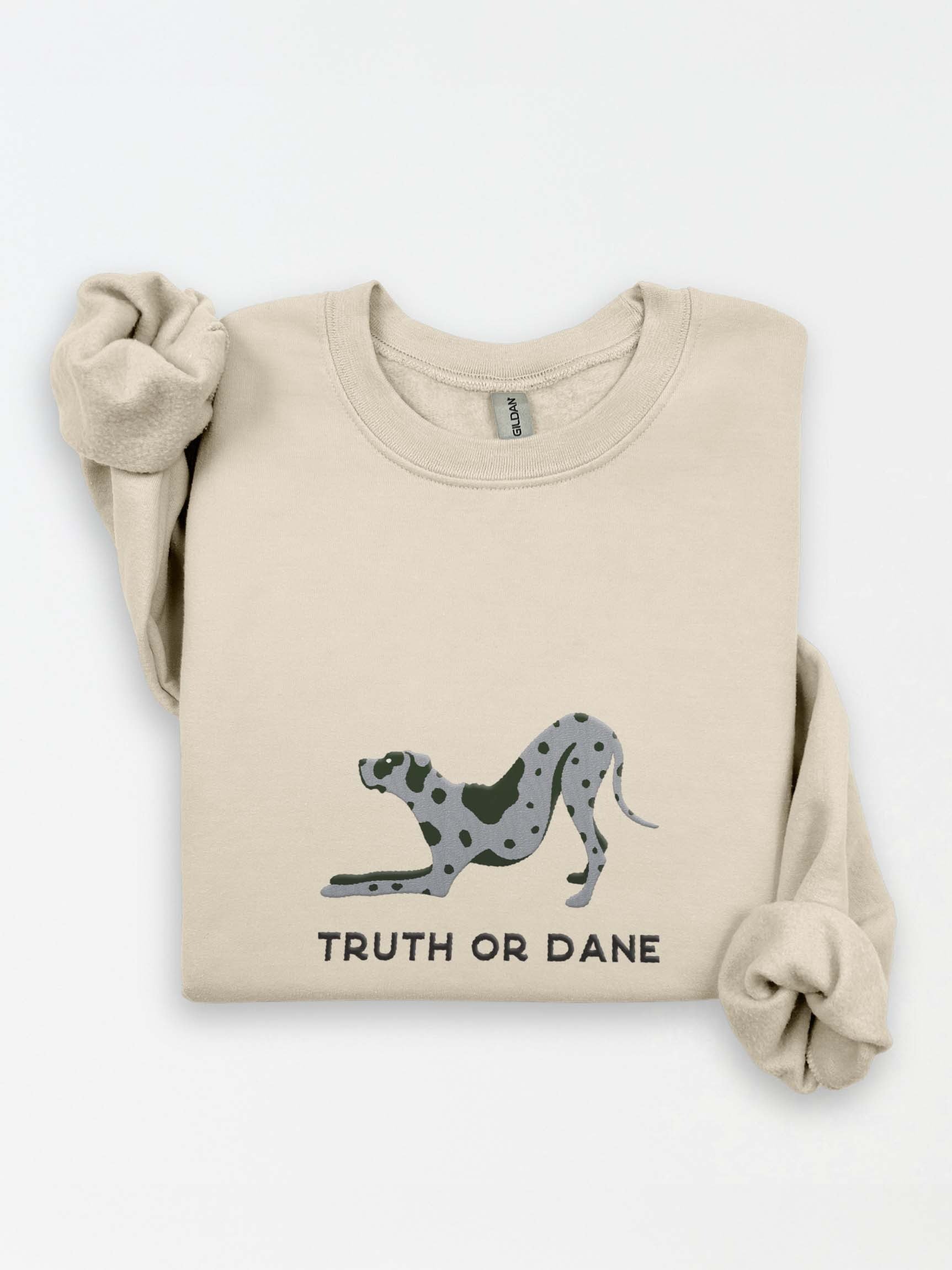 Truth or Dane Sweatshirt (Embroidered) of a Great Dane(Blue Merle) product image (1)