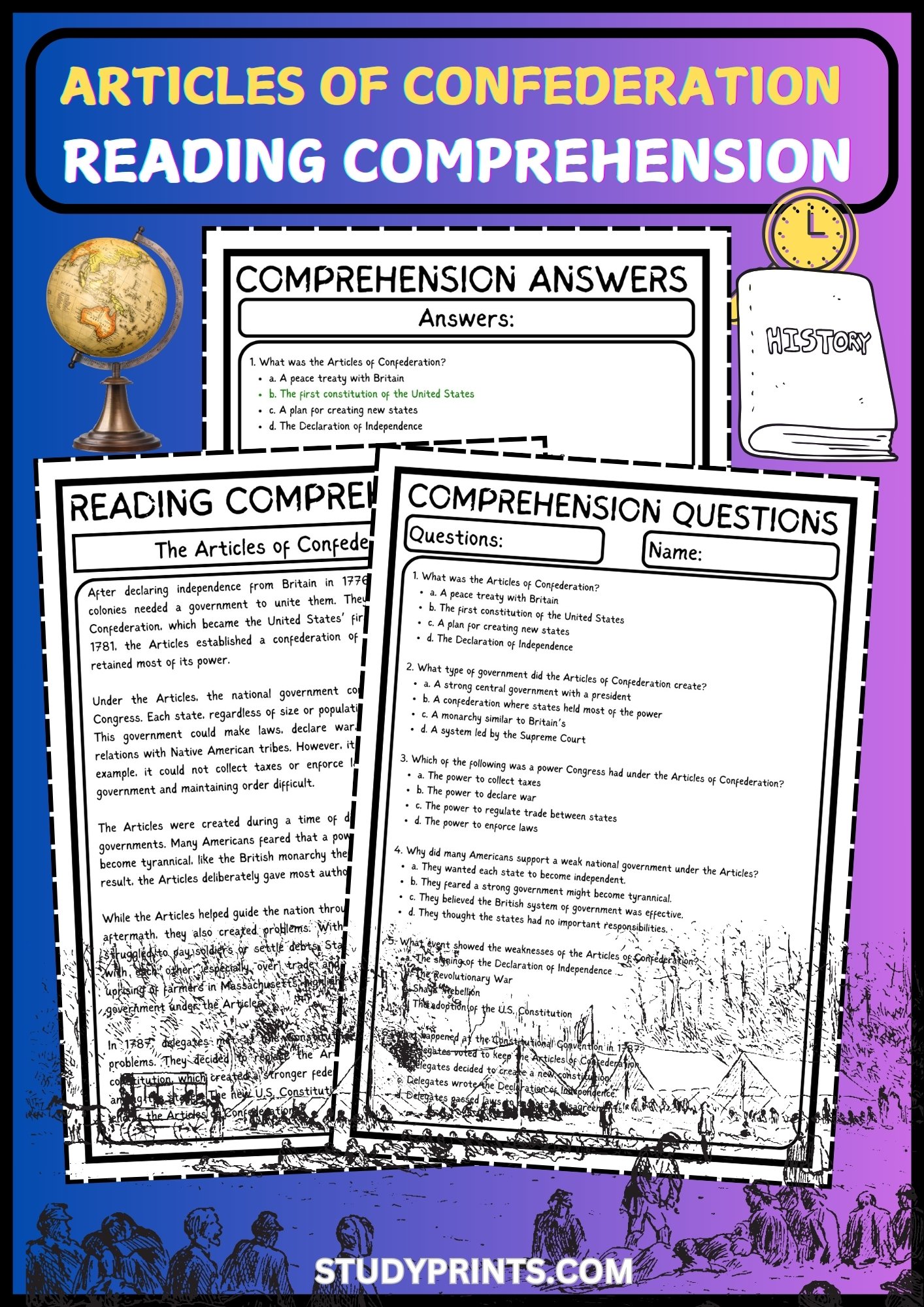 Articles of Confederation Reading Comprehension product image (1)