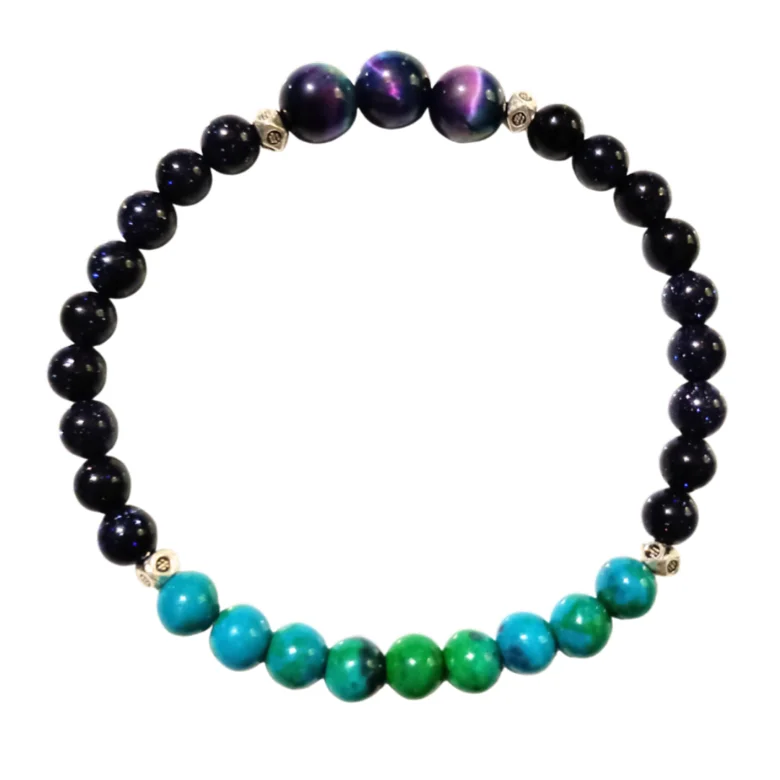 Chrysocolla Beaded Bracelet for Manifesting | Handmade, Celestial, Intentional | "Cosmic Spark" product image (2)