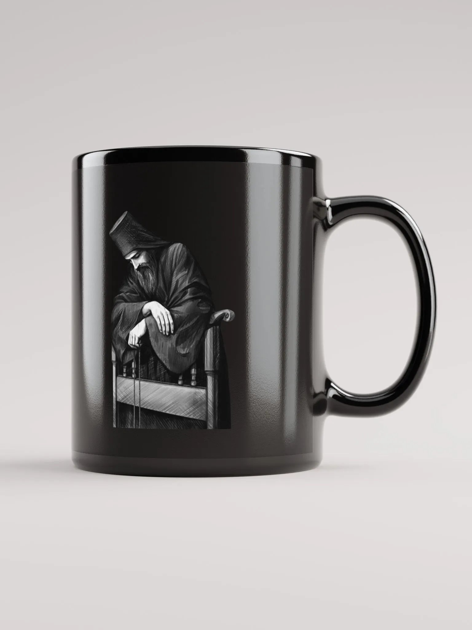 Monastic Orthodox Christian Mug – Black Religious Coffee Cup, Faith Gift product image (1)