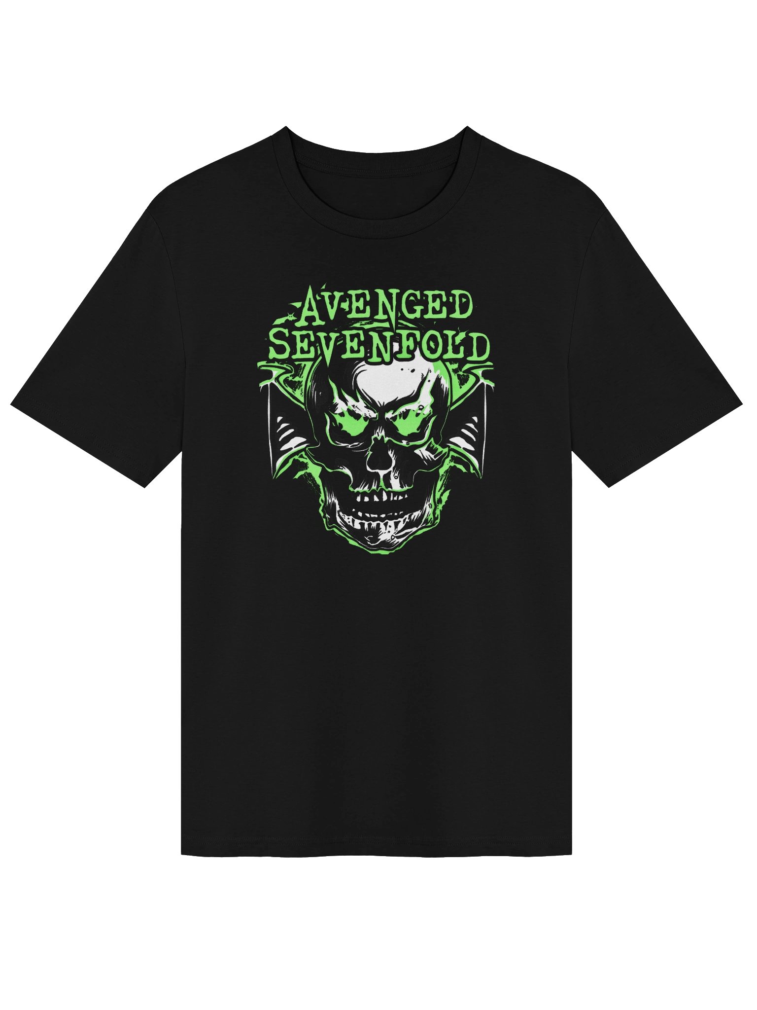 Avenged Sevenfold Deathbat Neon Green T-Shirt | Stanley/Stella Unisex Organic Blank product image (1)