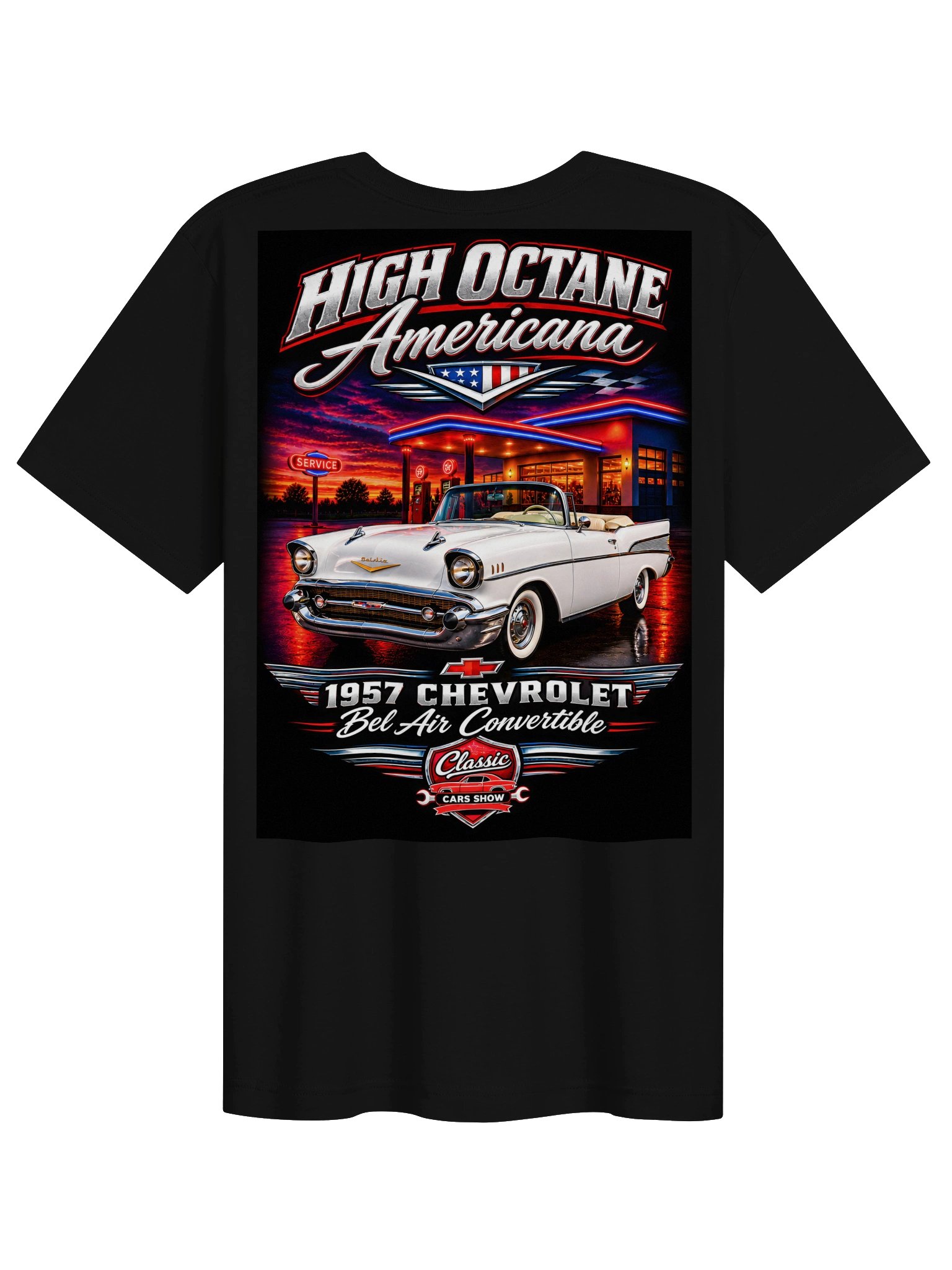 1957 Chevrolet Bel Air Convertible – High Octane Americana T-Shirt product image (2)