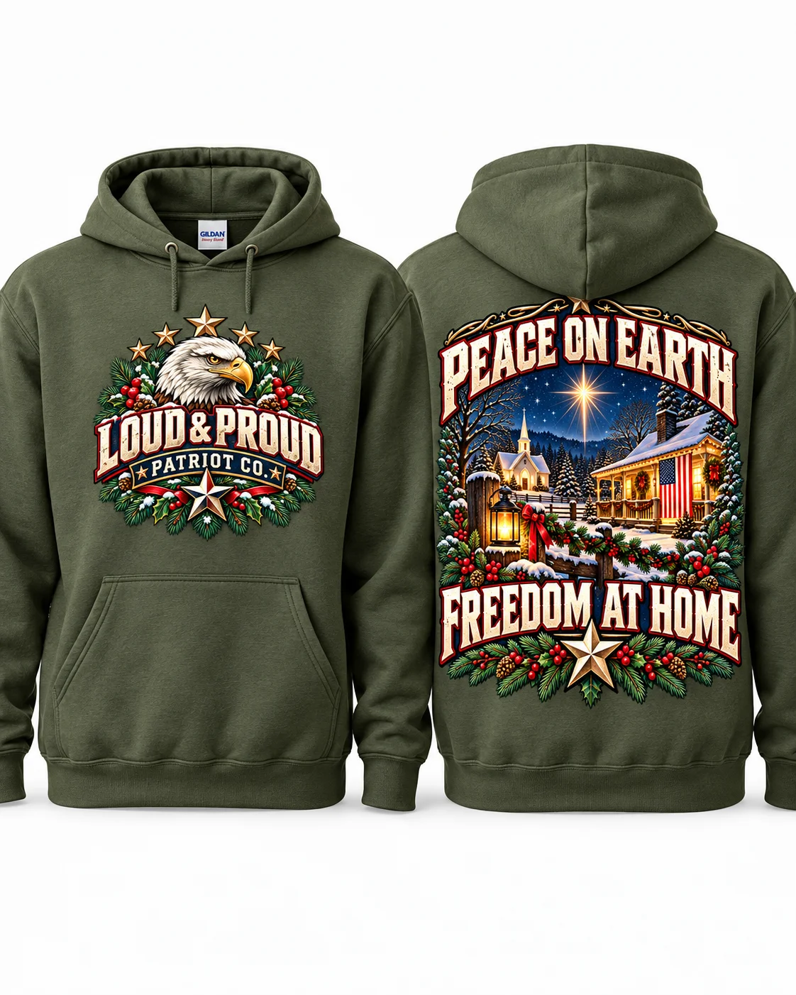 Peace on Earth, Freedom at Home – Patriotic Christmas Hoodie product image (7)