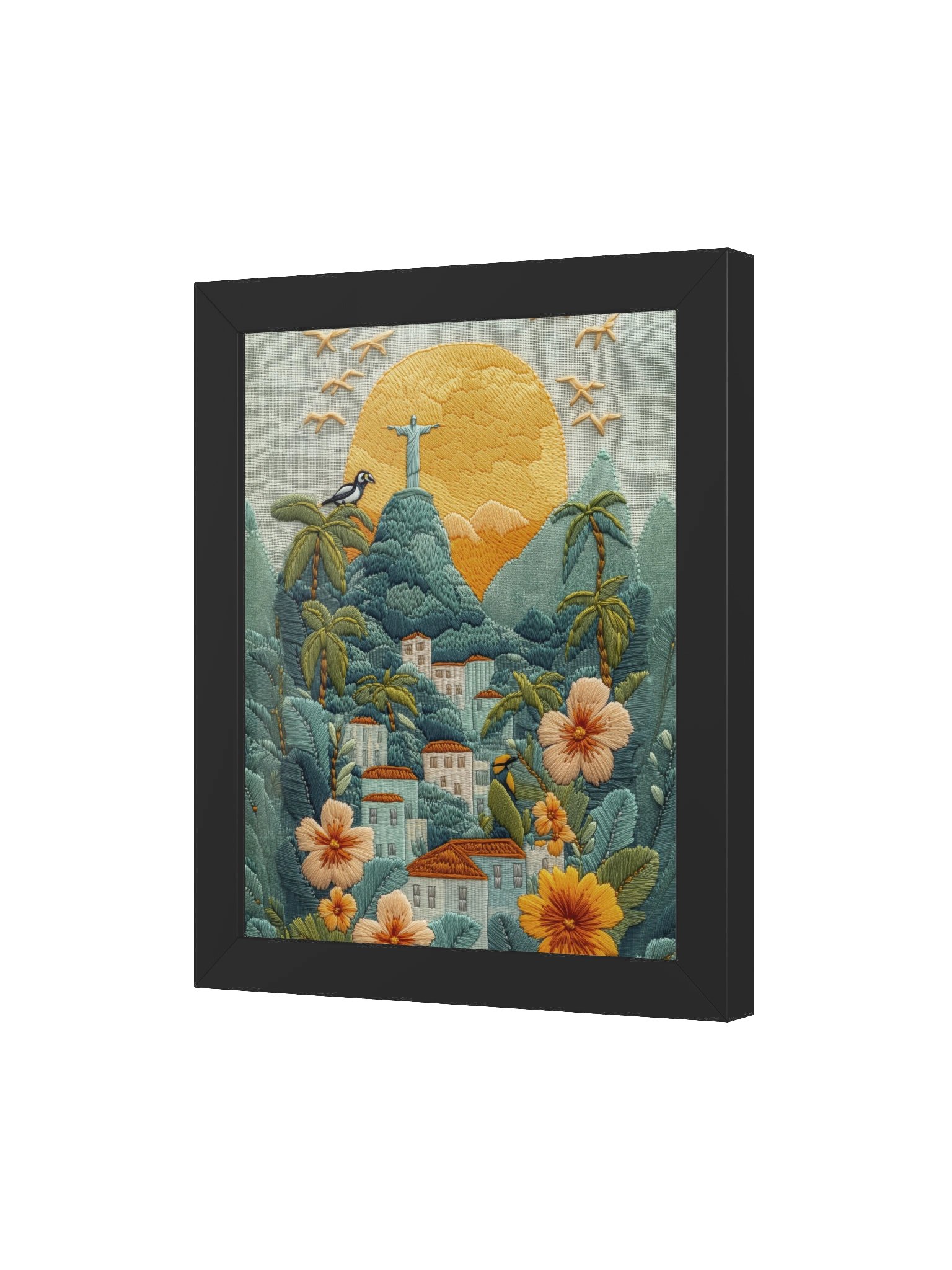 Under the Rio Sun | Embroidery-Style Wall Art — Framed Print product image (13)