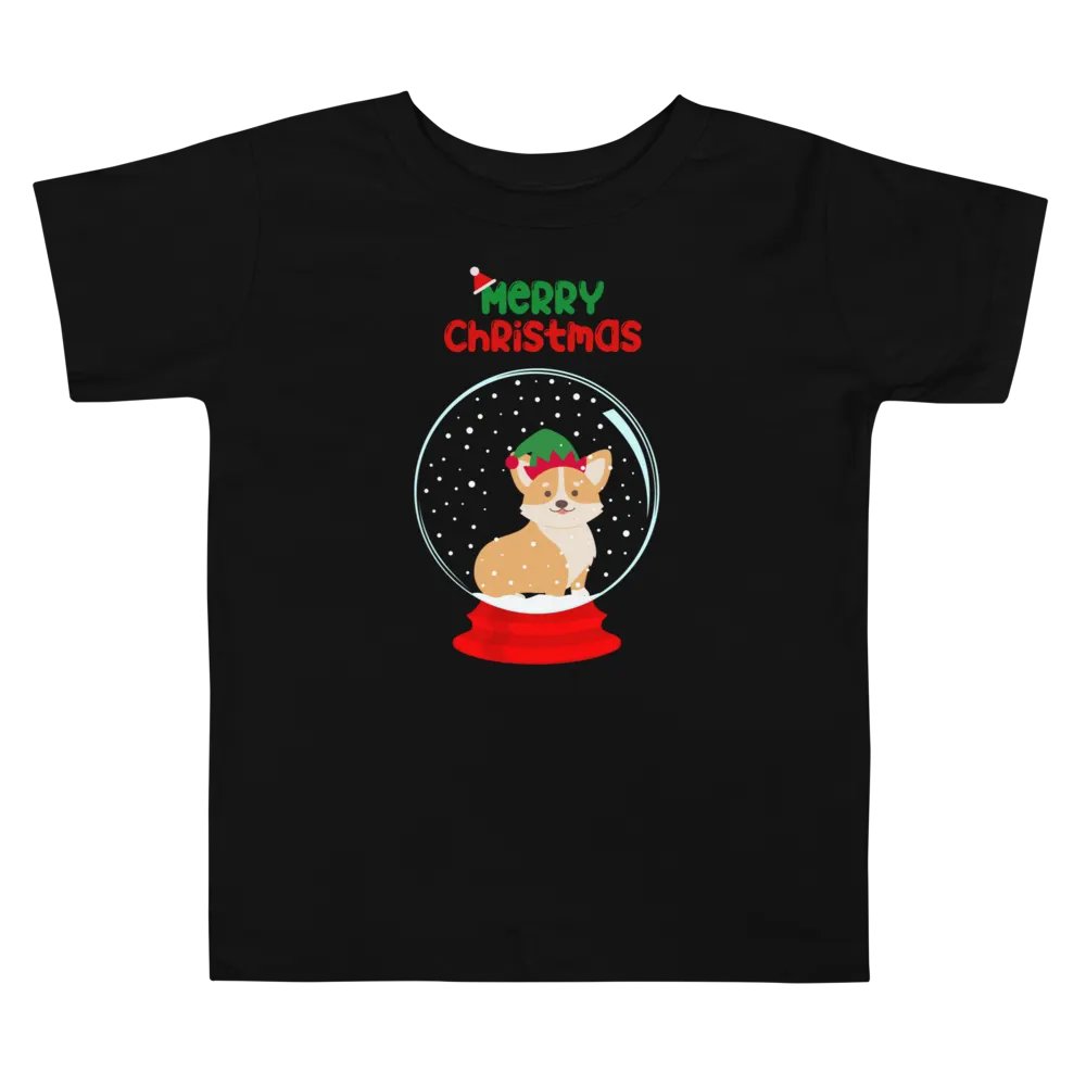 Merry Christmas Corgi Snow Globe Toddler T-Shirt product image (2)