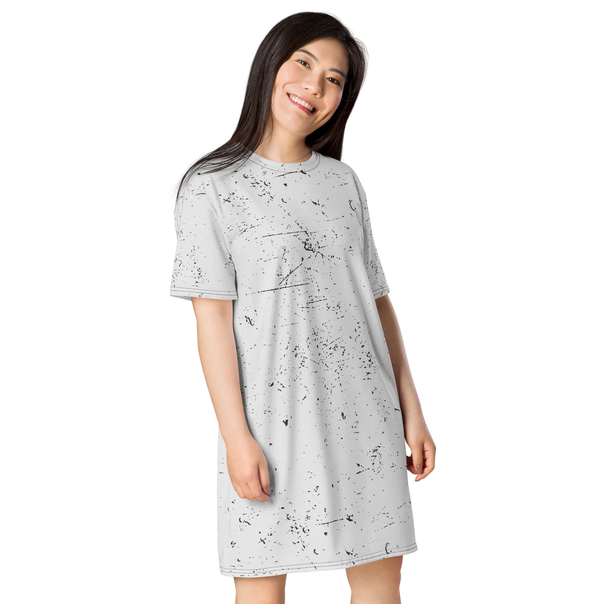 Exclusive Distressed Print T-Shirt Dress - Unique Abstract Design product image (4)