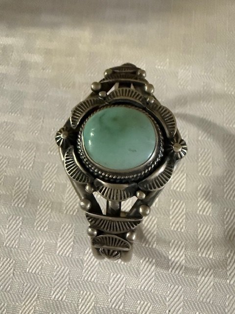 Artisan Hand-Stamped Dry Creek Turquoise Narrow Cuff Bracelet product image (1)