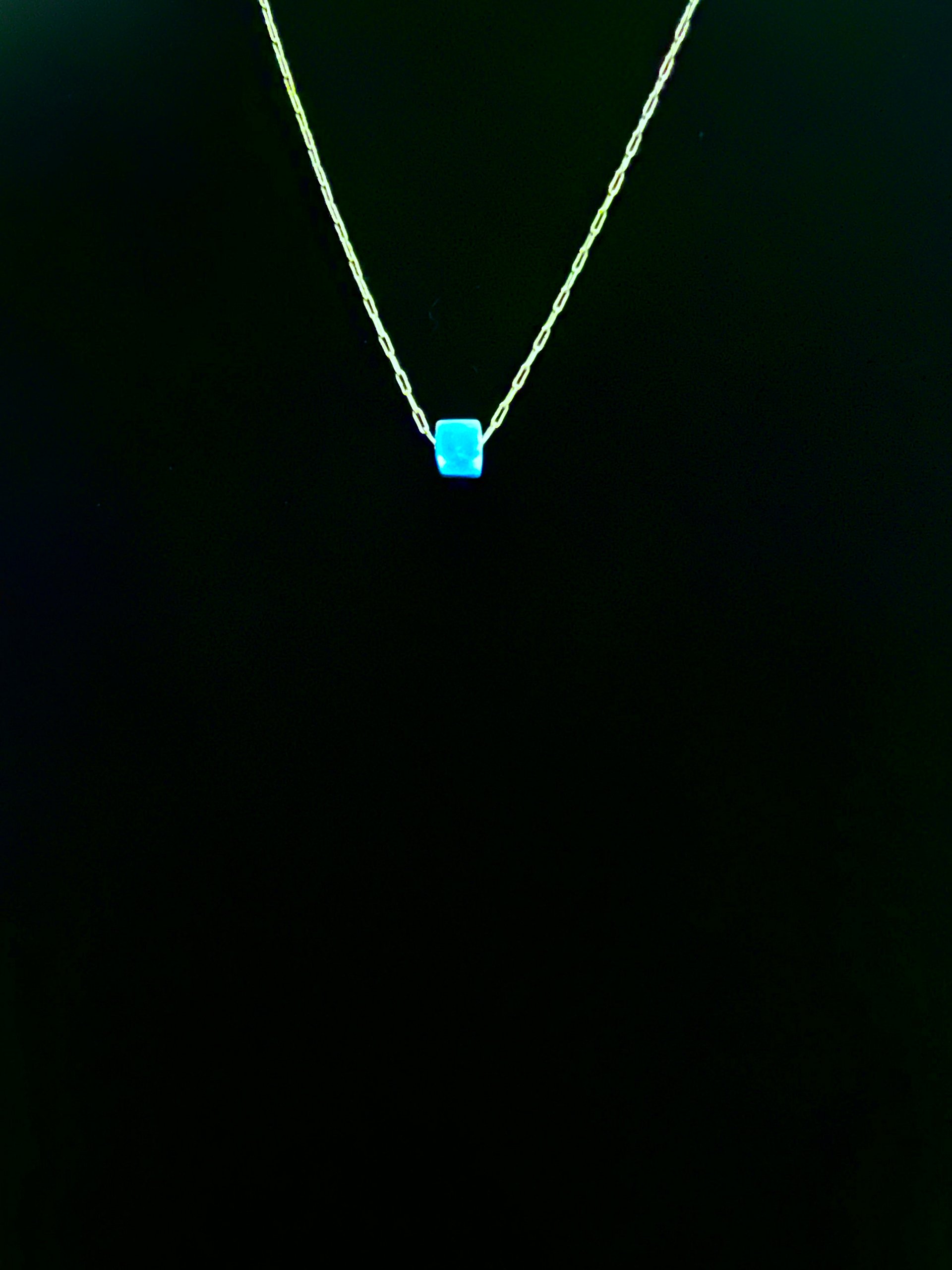 Tiny Larimar Square Necklace product image (1)