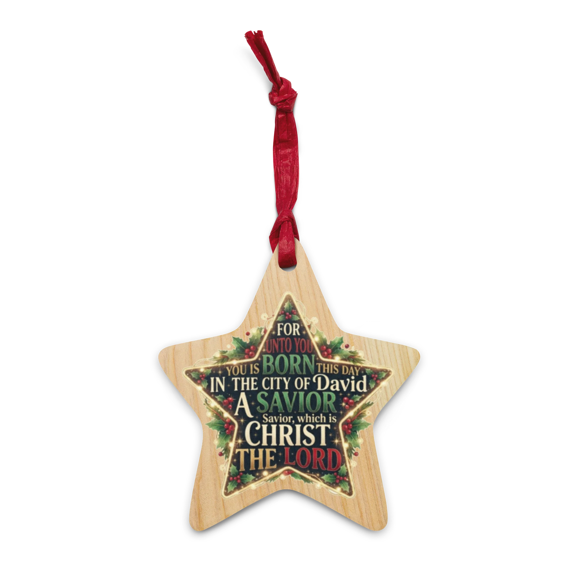 Luke 2:11 Christmas Star Wooden Ornament product image (1)