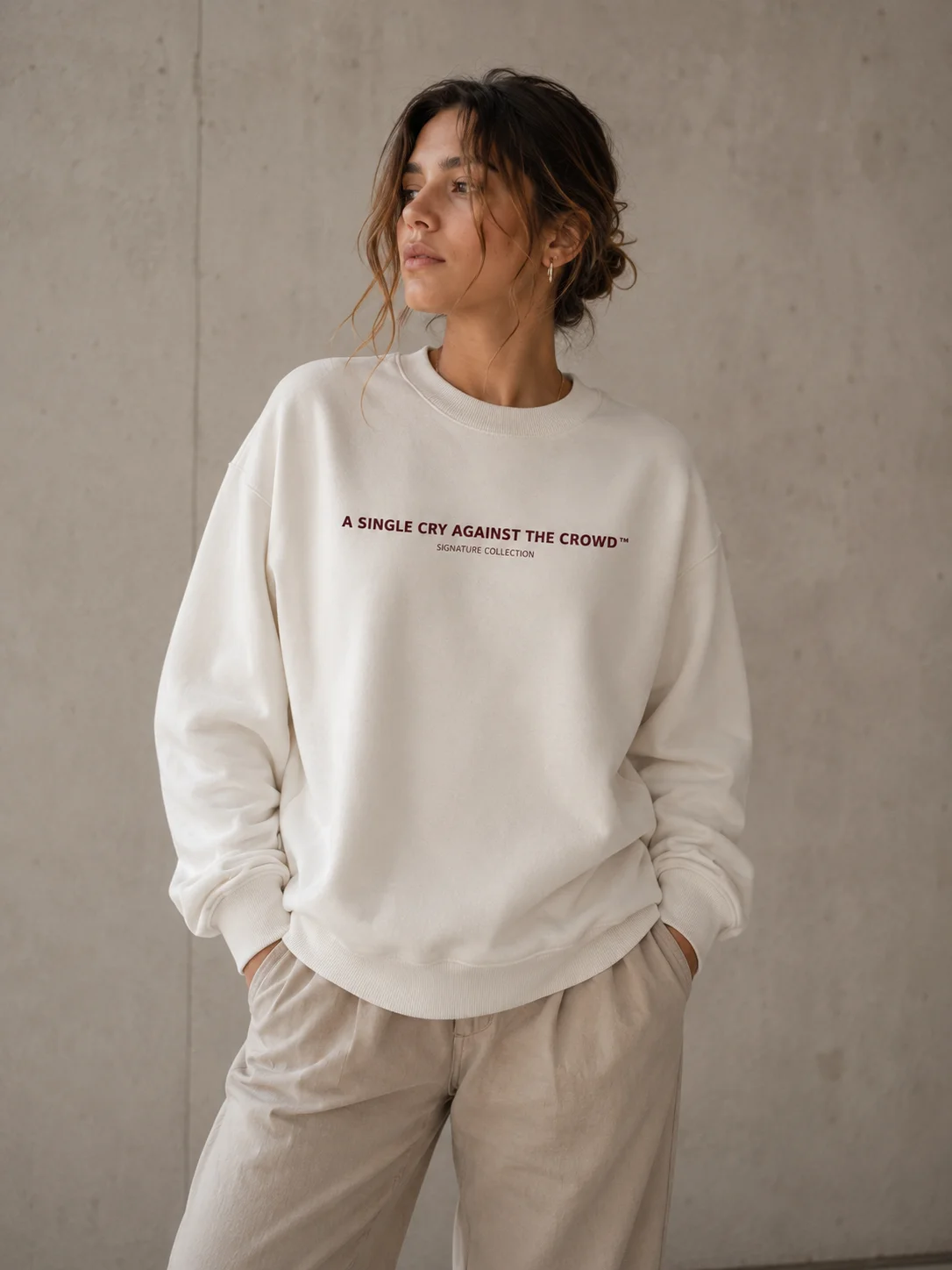 A Single Cry Against the Crowd™ — Signature Heavy Crewneck | Bone Edition product image (2)