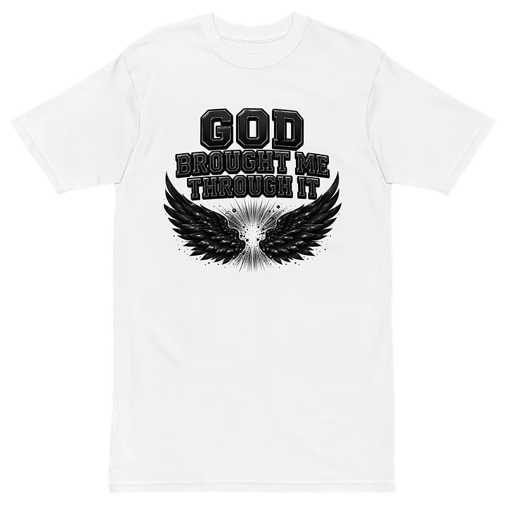God Brought Me Through It White Tee — Black Wings Survivor Edition product image (2)
