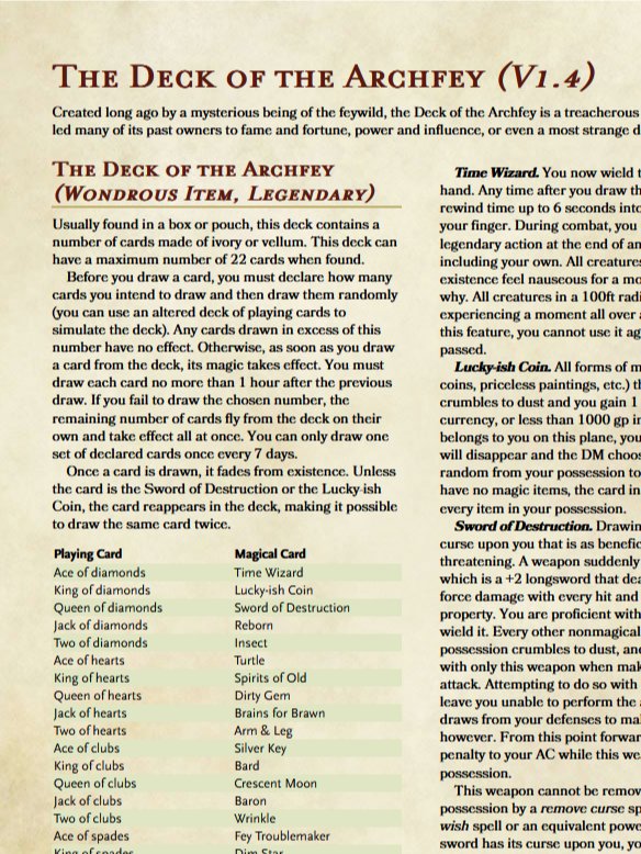 The Deck of the Archfey (5e Homebrew Item) product image (1)