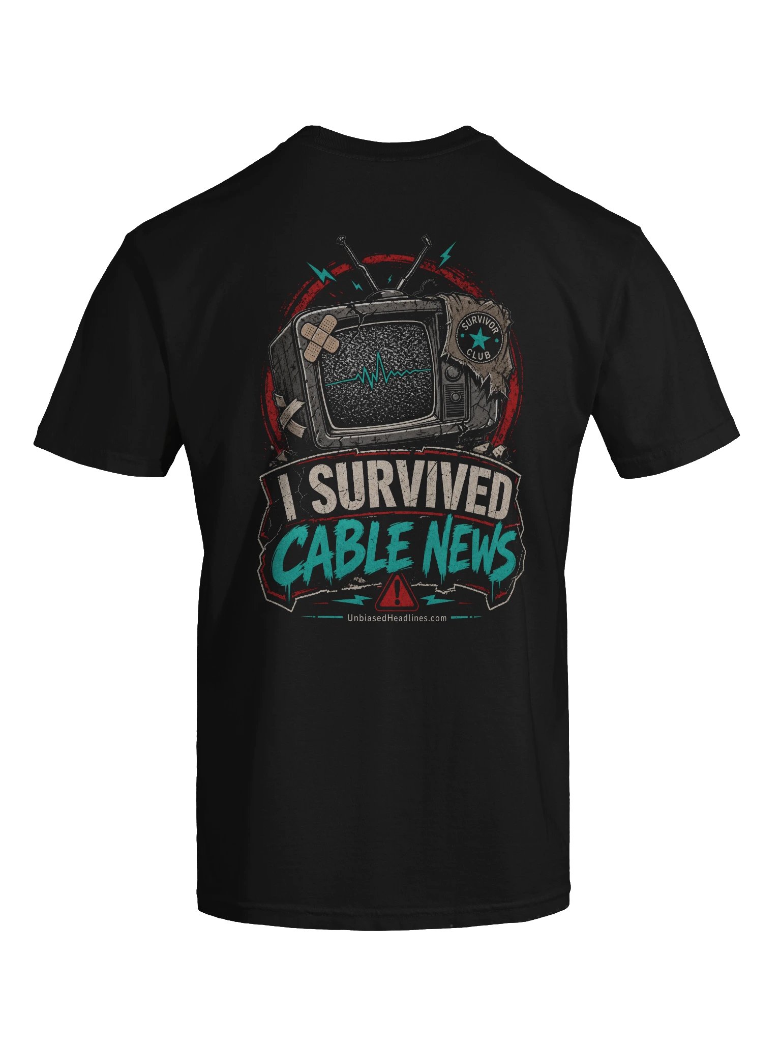 I Survived Cable News Tee - Back Print with Pocket Logo product image (7)