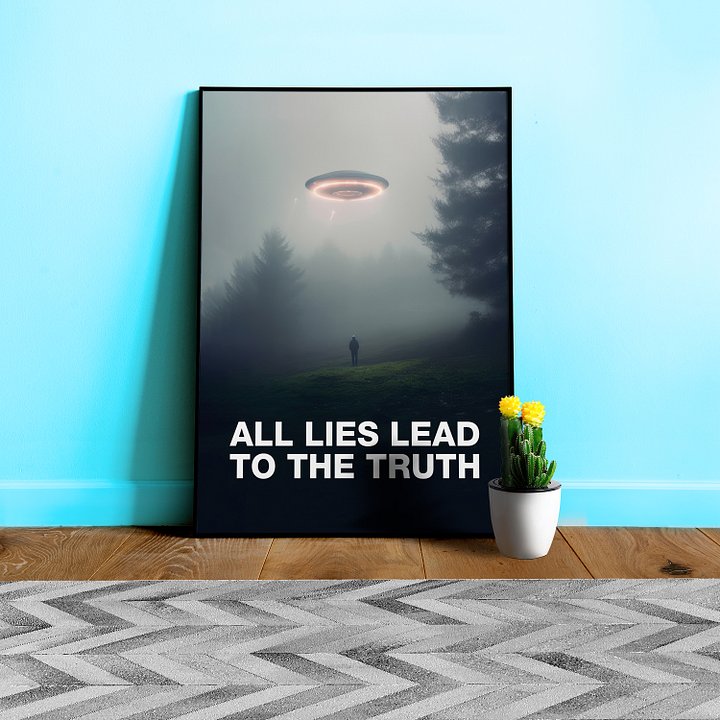 All Lies Lead to the Truth/The X-Files poster, S05E01 1997 — sci-fi poster, movie art, I want to believe poster, space print, aliens wall decor product image (1)