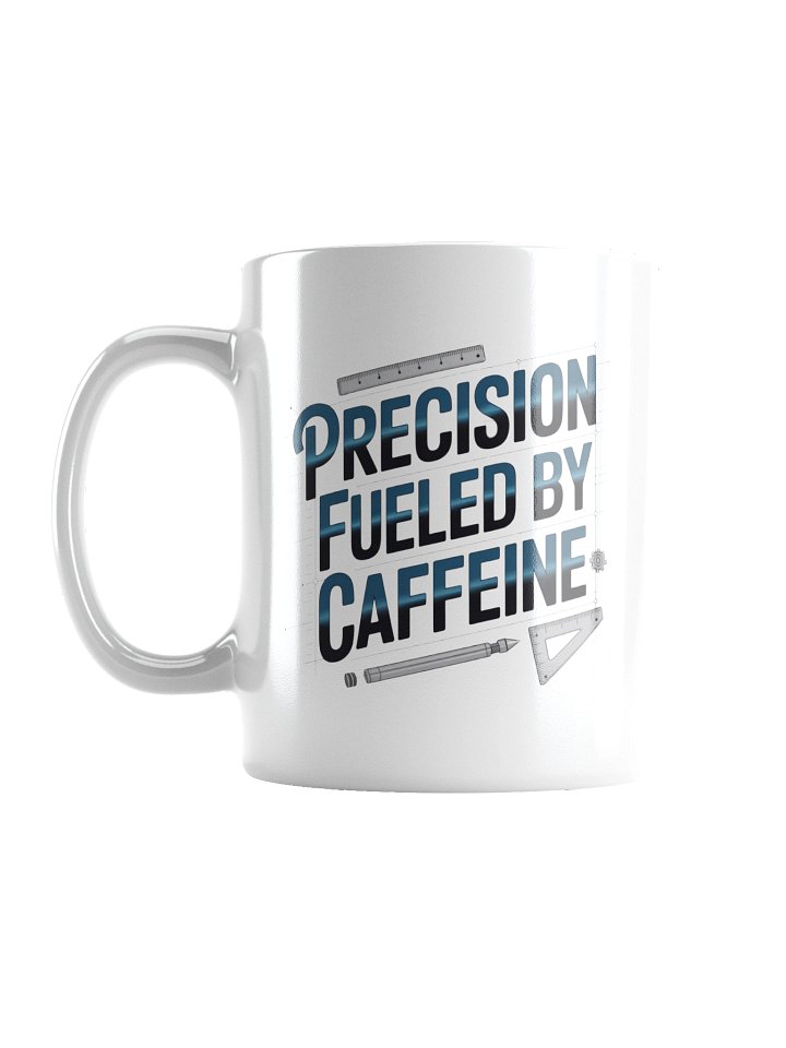 Precision Fueled by Caffeine Engineer Mug – Technical Blueprint Design product image (1)