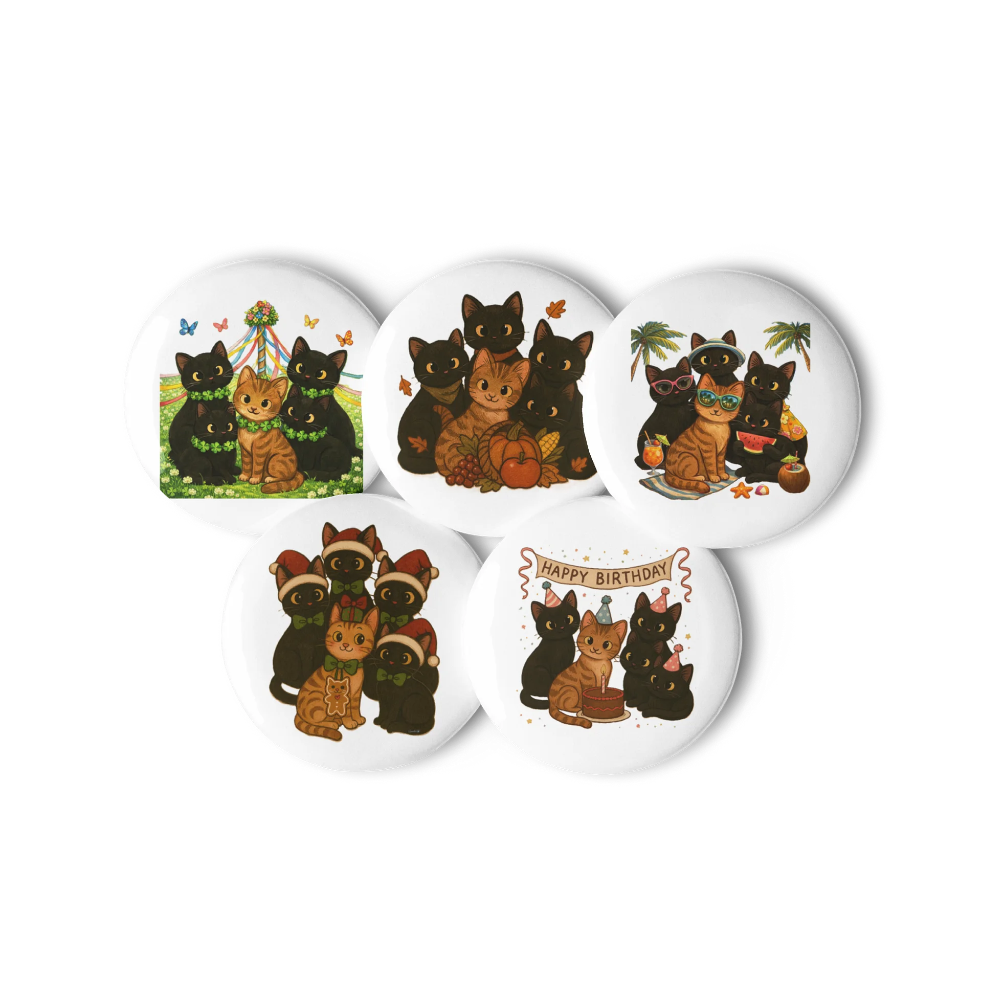 Cat Brigade seasons Pin Button Set product image (2)