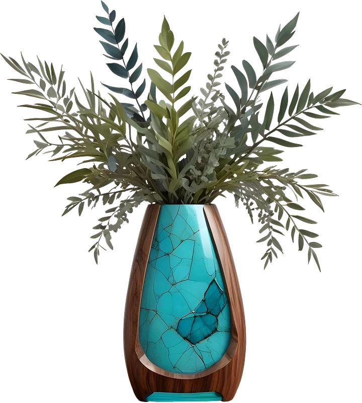 Song of Waves – Cracked Turquoise Vase PNG product image (1)