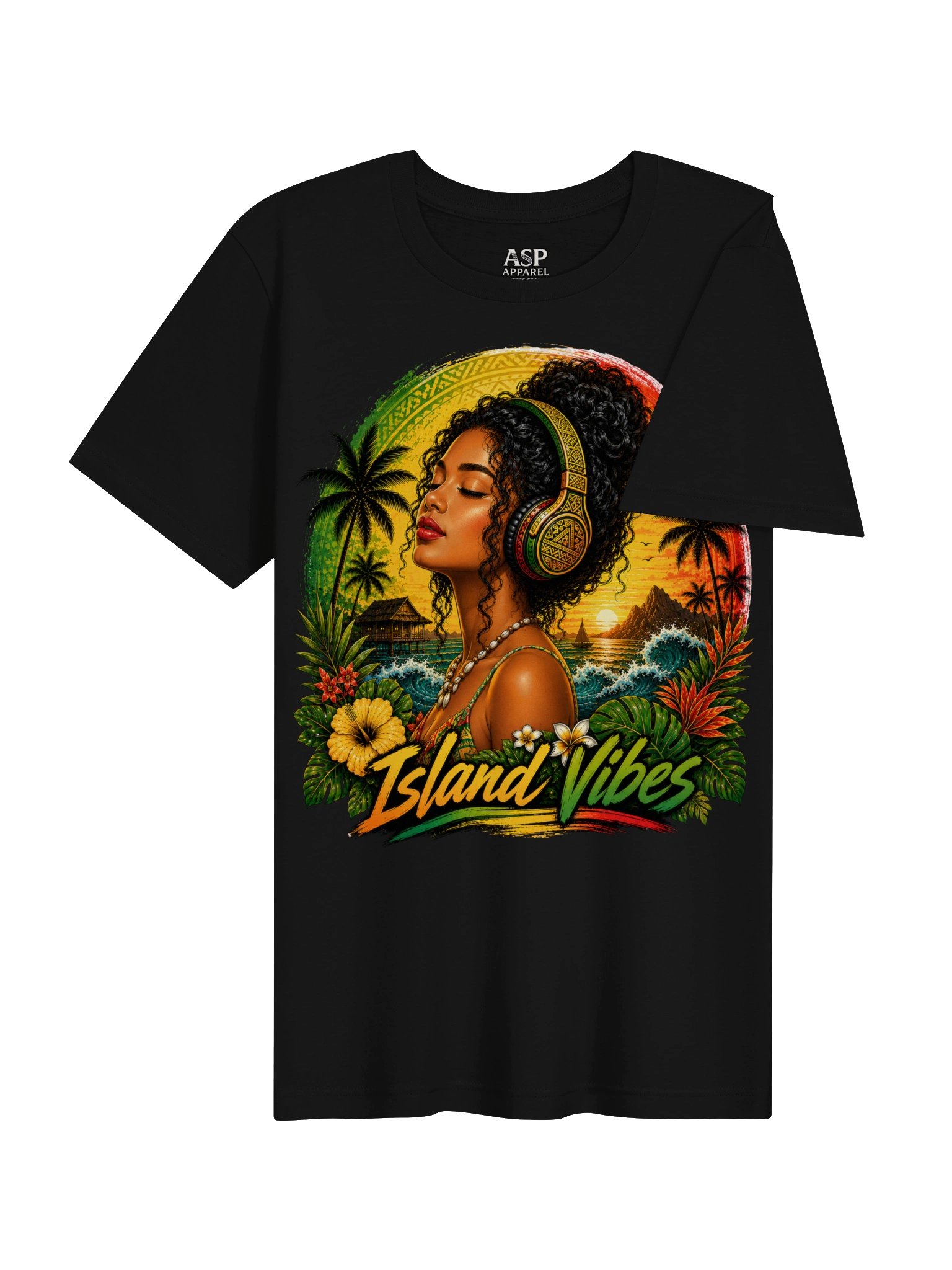 Island Vibes | Pacific Island Reggae Headphones T-Shirt product image (38)