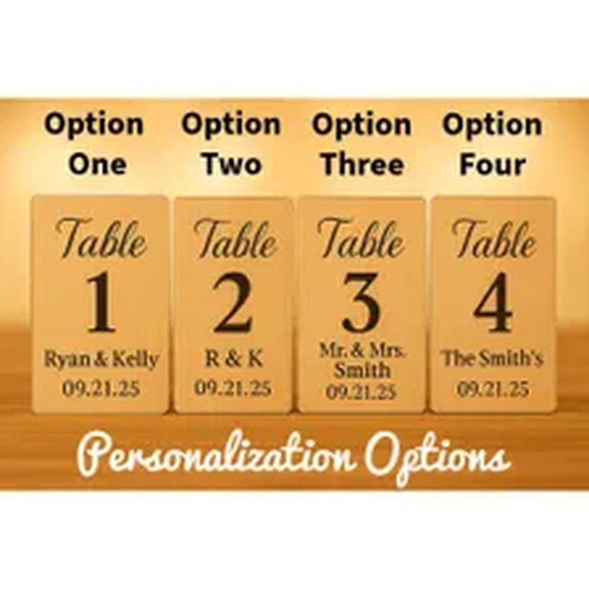 Personalized Wedding Table Number Signs: Engraved Wood, Seasonal Designs product image (9)