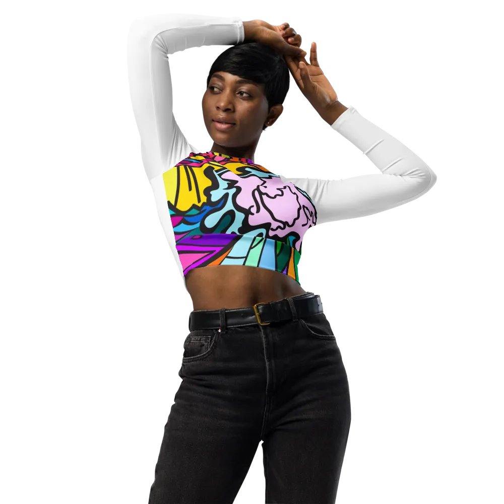 Vibrant Swirls Recycled Crop Top - Wave at Sunset product image (3)