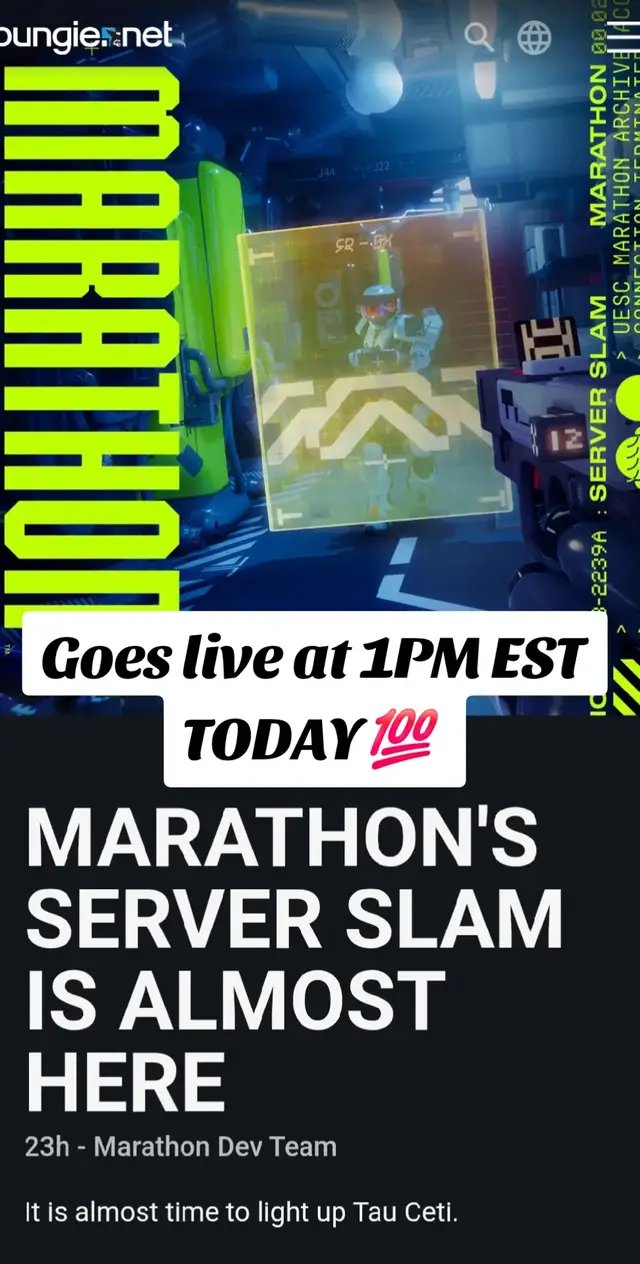 Server slam going live today at 1 PM EST! #destiny2 #destiny #bungie #marathon 
