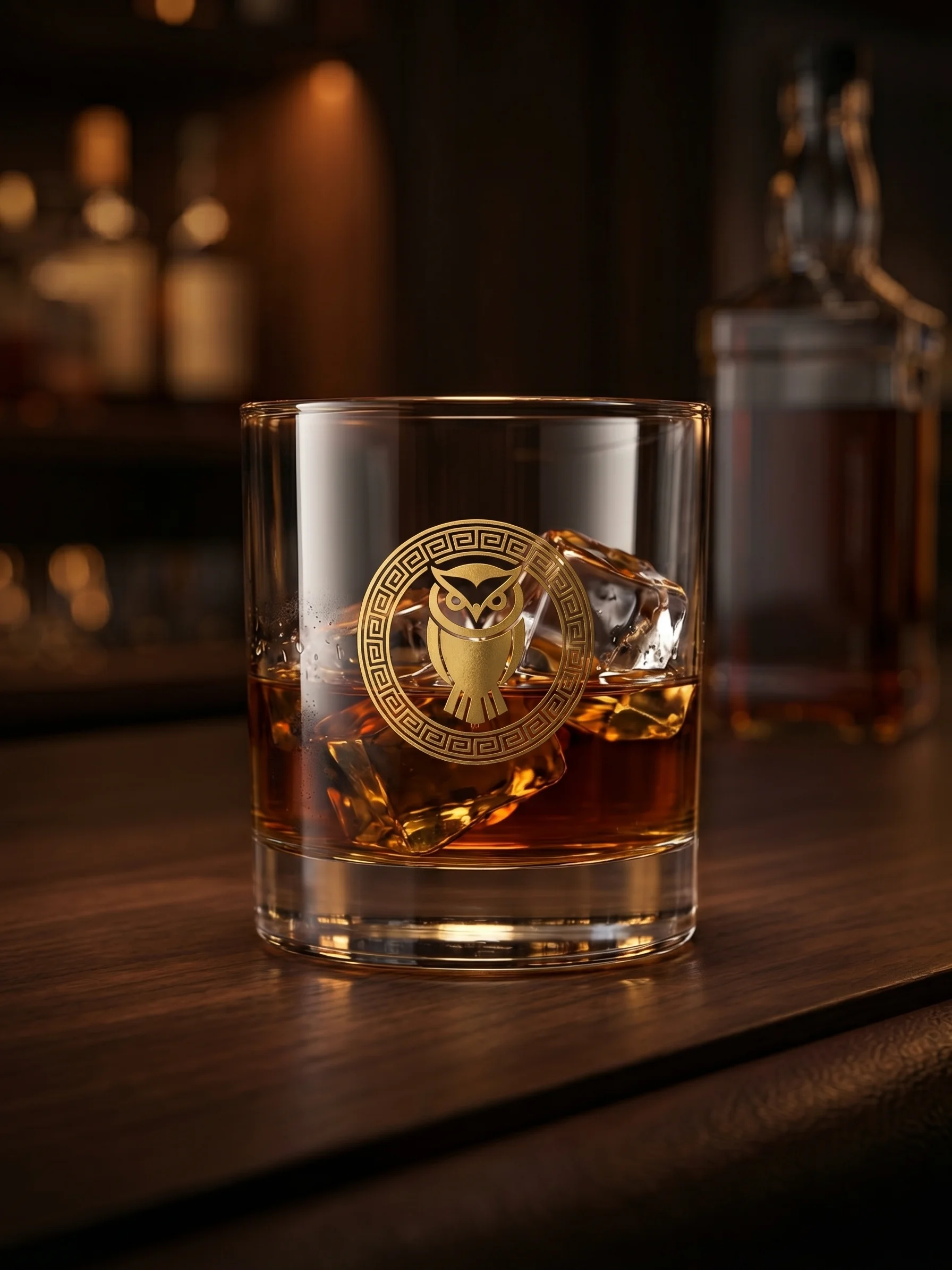Athena Owl Greek Mythology Rock Glass (Gold Emblem) product image (2)