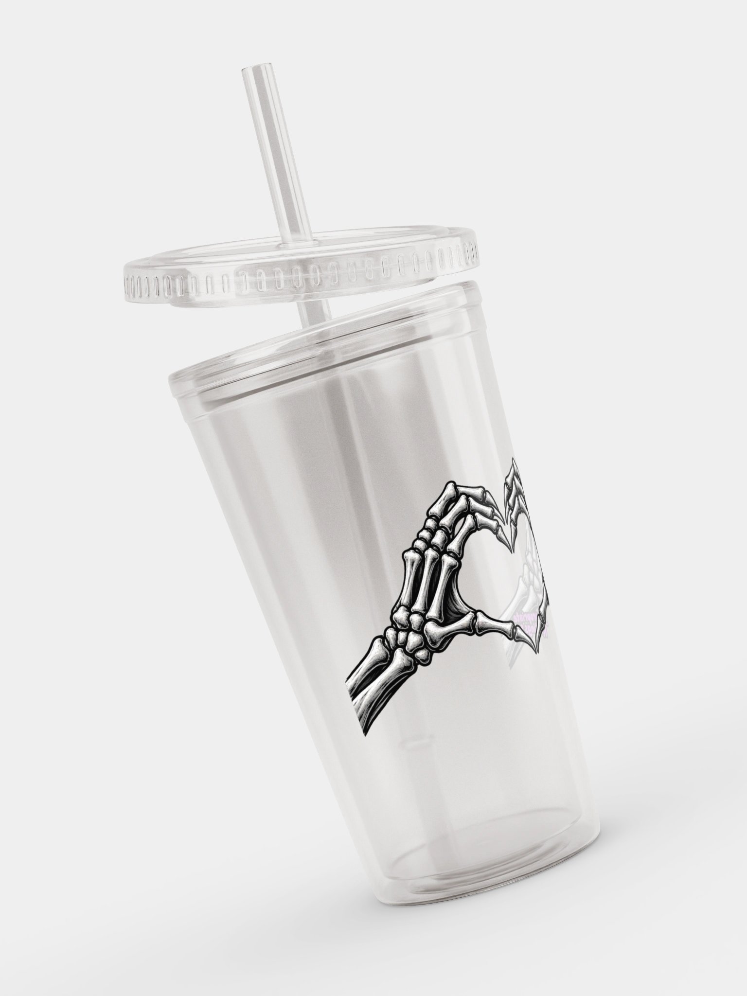 Skeleton Heart Hands Plastic Tumbler product image (12)