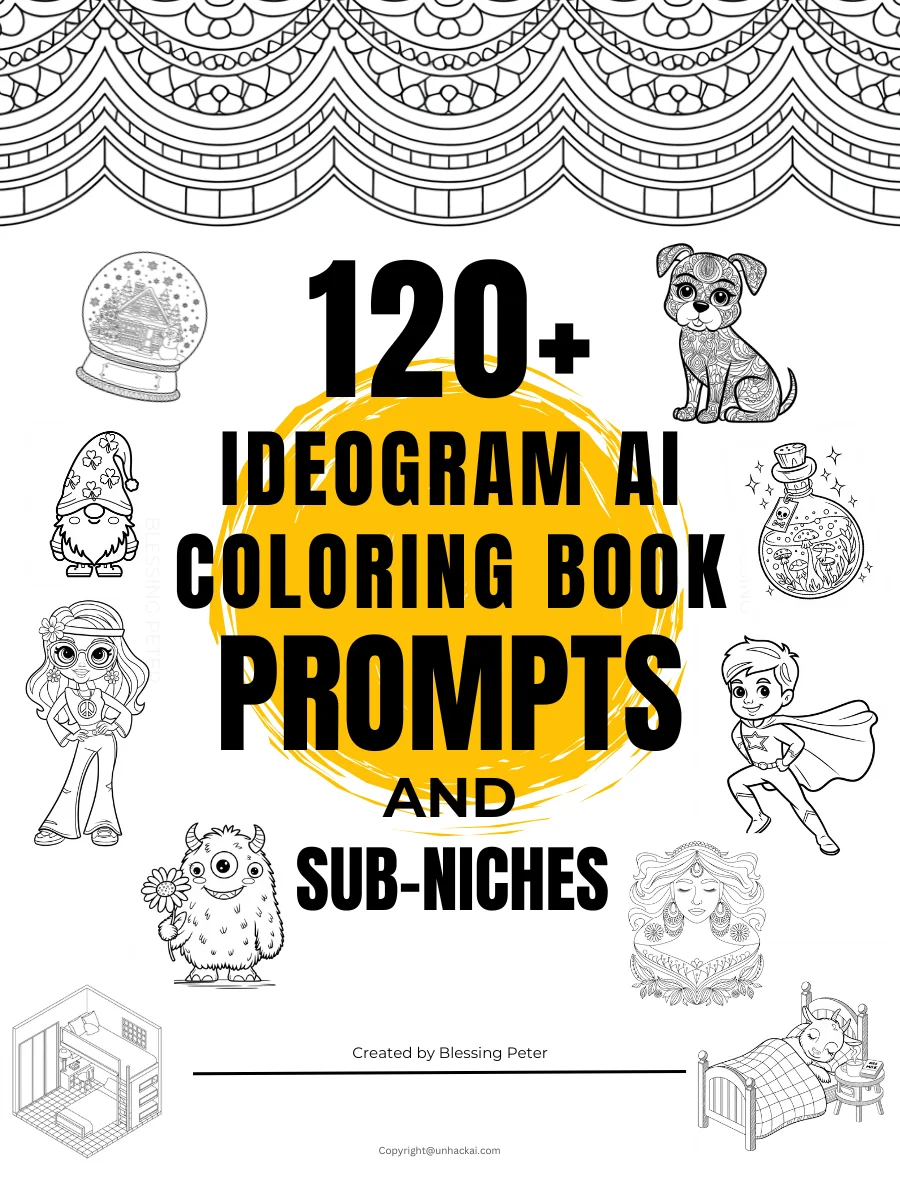 120+ Ideogram AI Coloring Book Prompts and Sub-Niches product image (1)