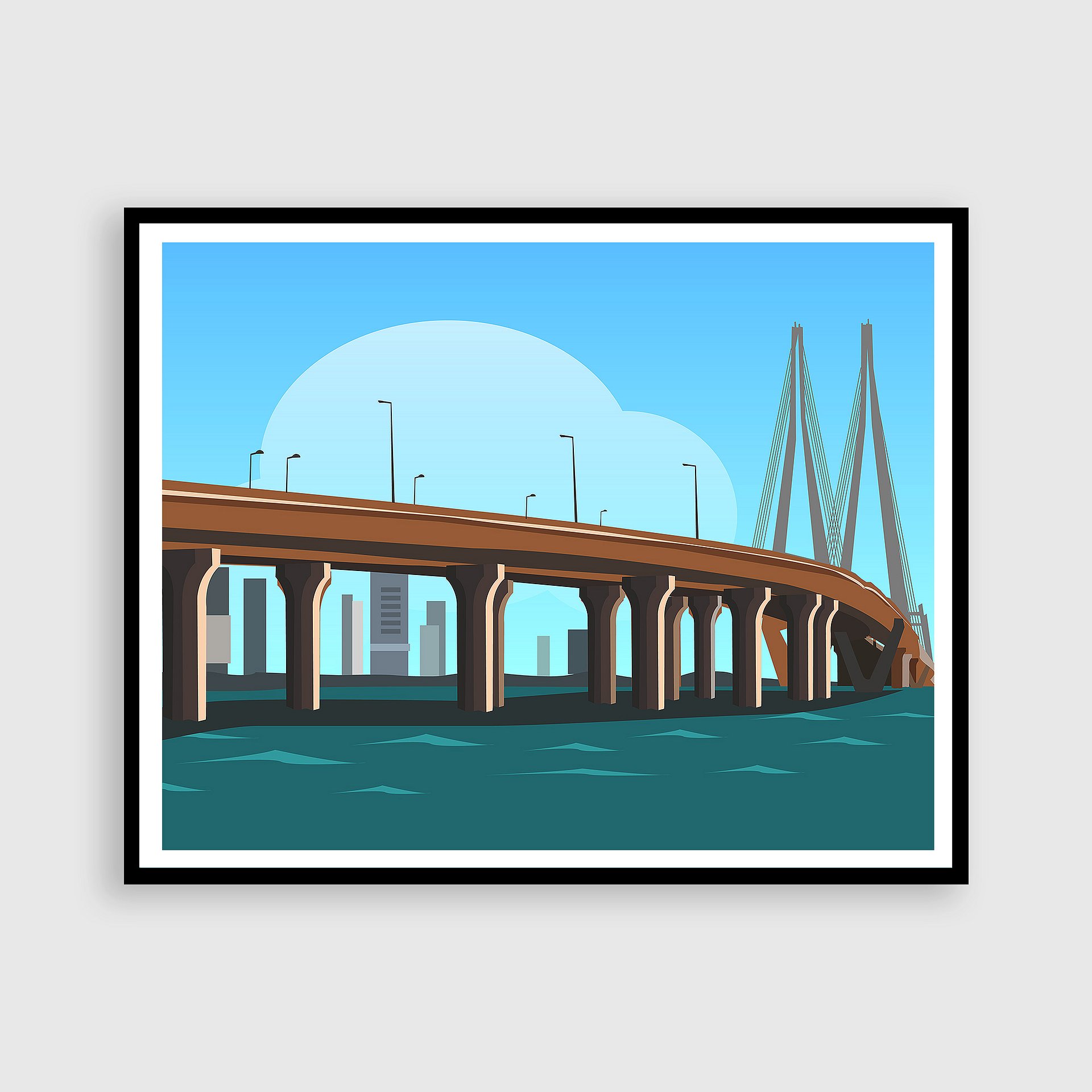 Sea Link Bridge-Mumbai - Vectorized wall poster product image (1)