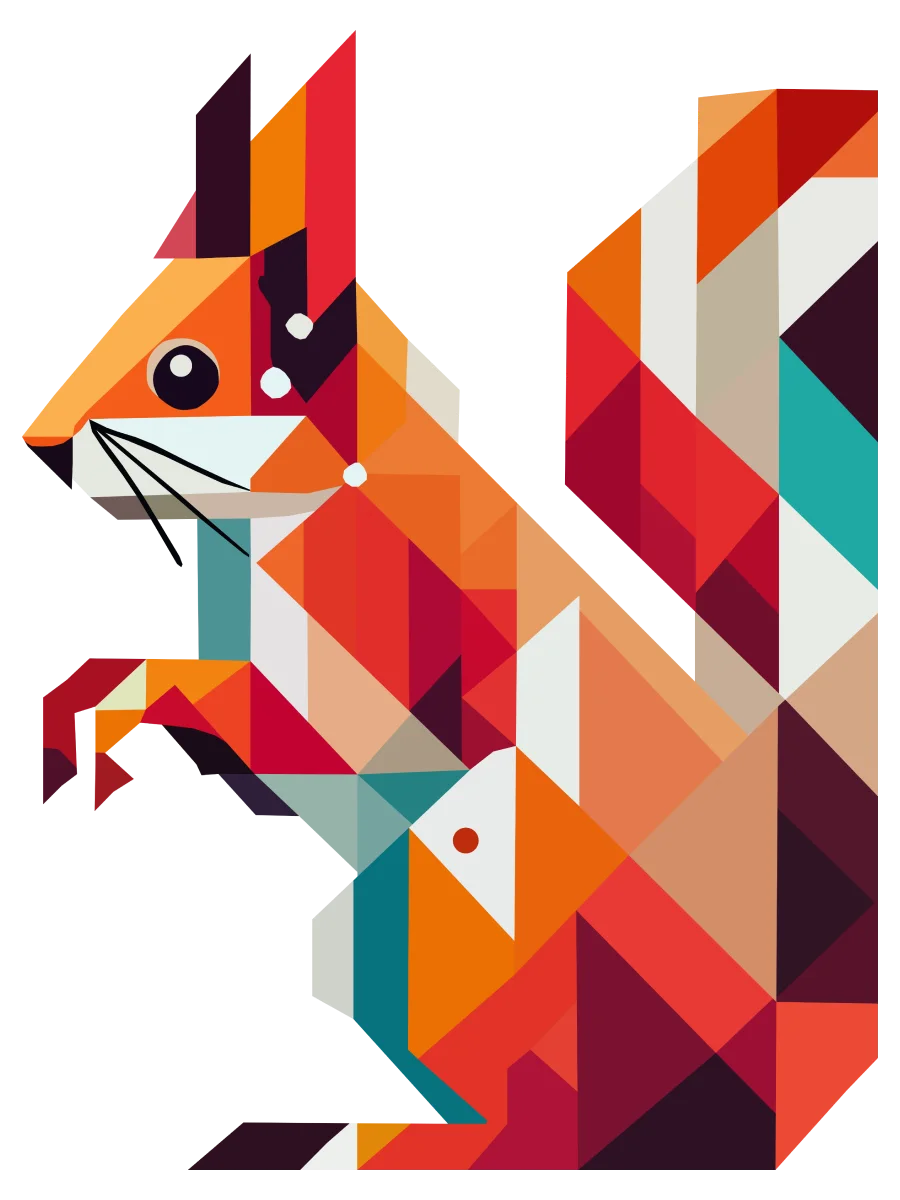Free Geometric Squirrel PNG Art - Transparent Background, Low Poly Animal Illustration product image (1)