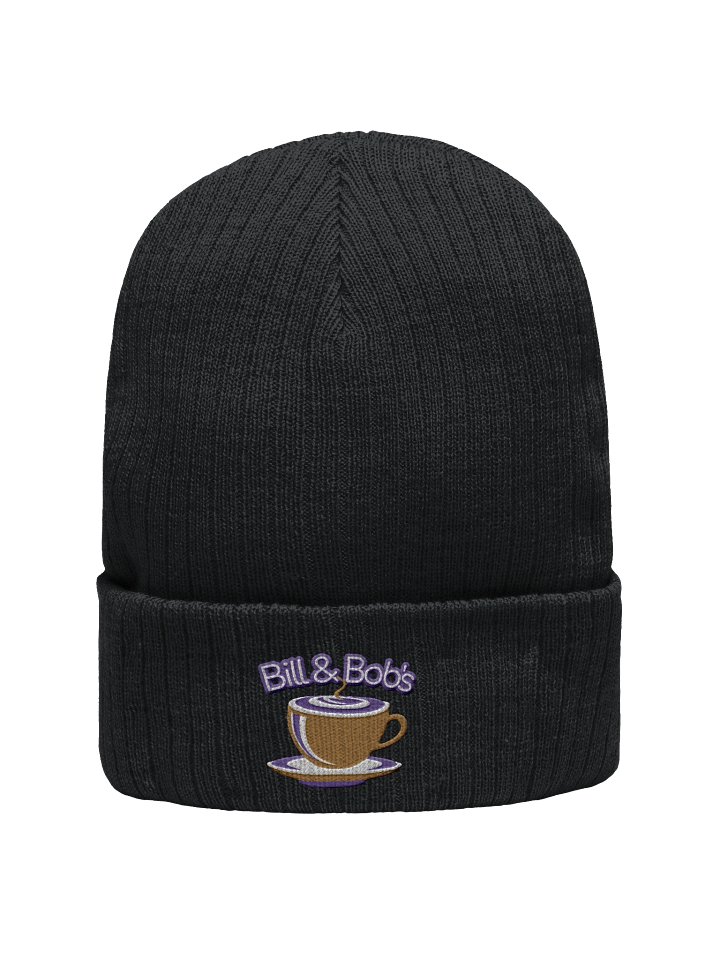 Bill and Bob's Coffee Shop Open 24/7 Beanie Hat Purple Design product image (1)