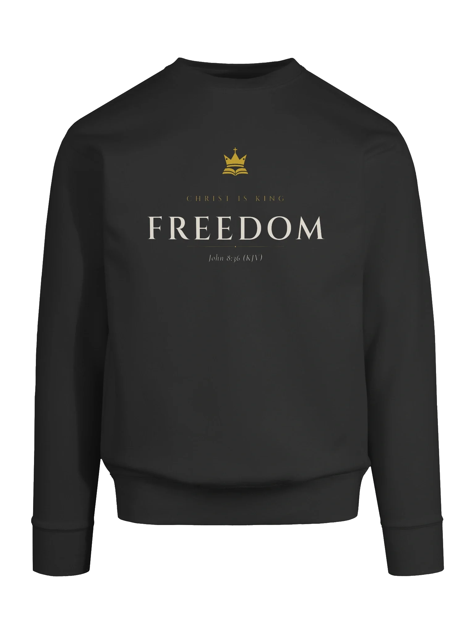 Freedom Crewneck - Black, view 8 — Christ Is King crewneck