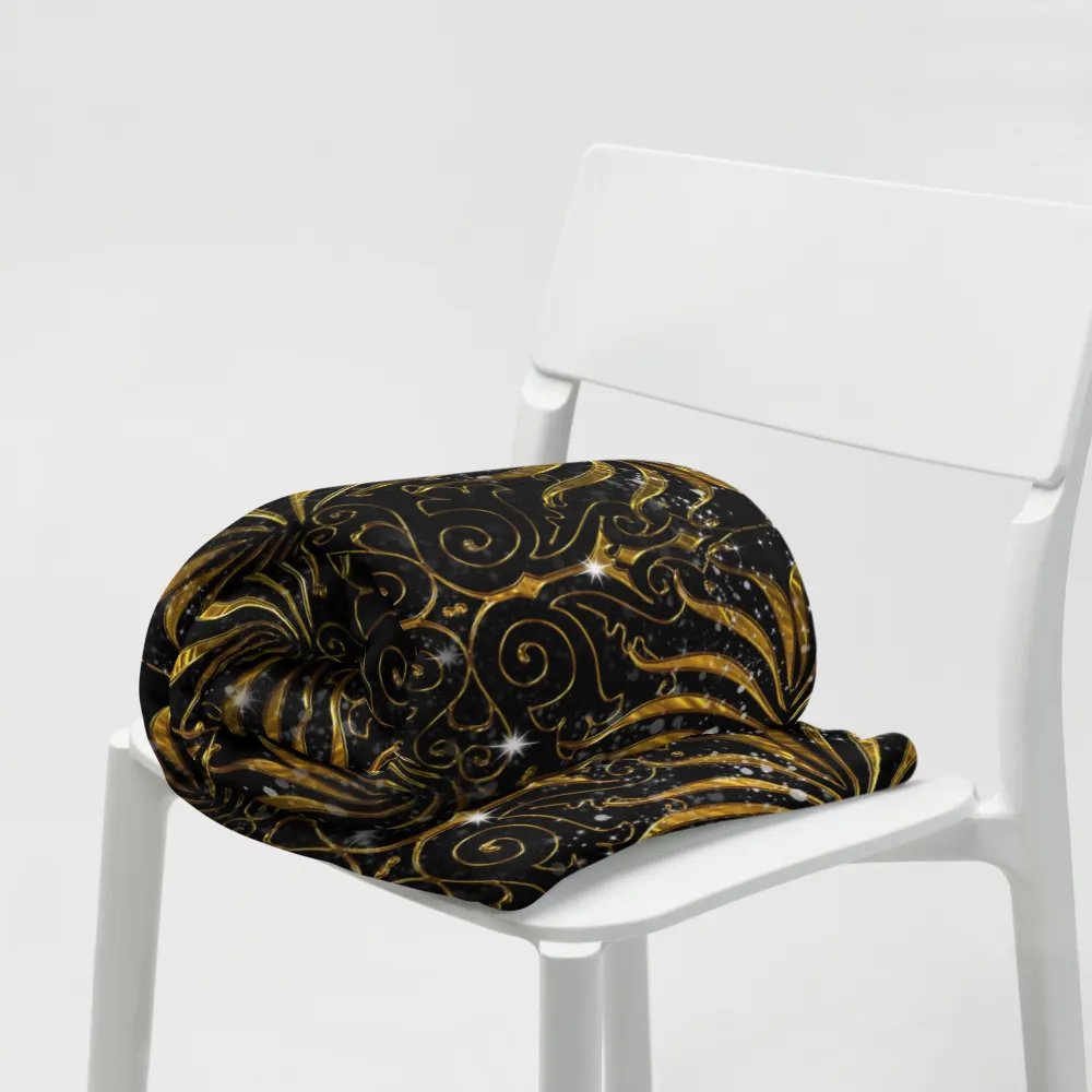 Black and Gold Victorian Sparkle Throw Blanket product image (19)