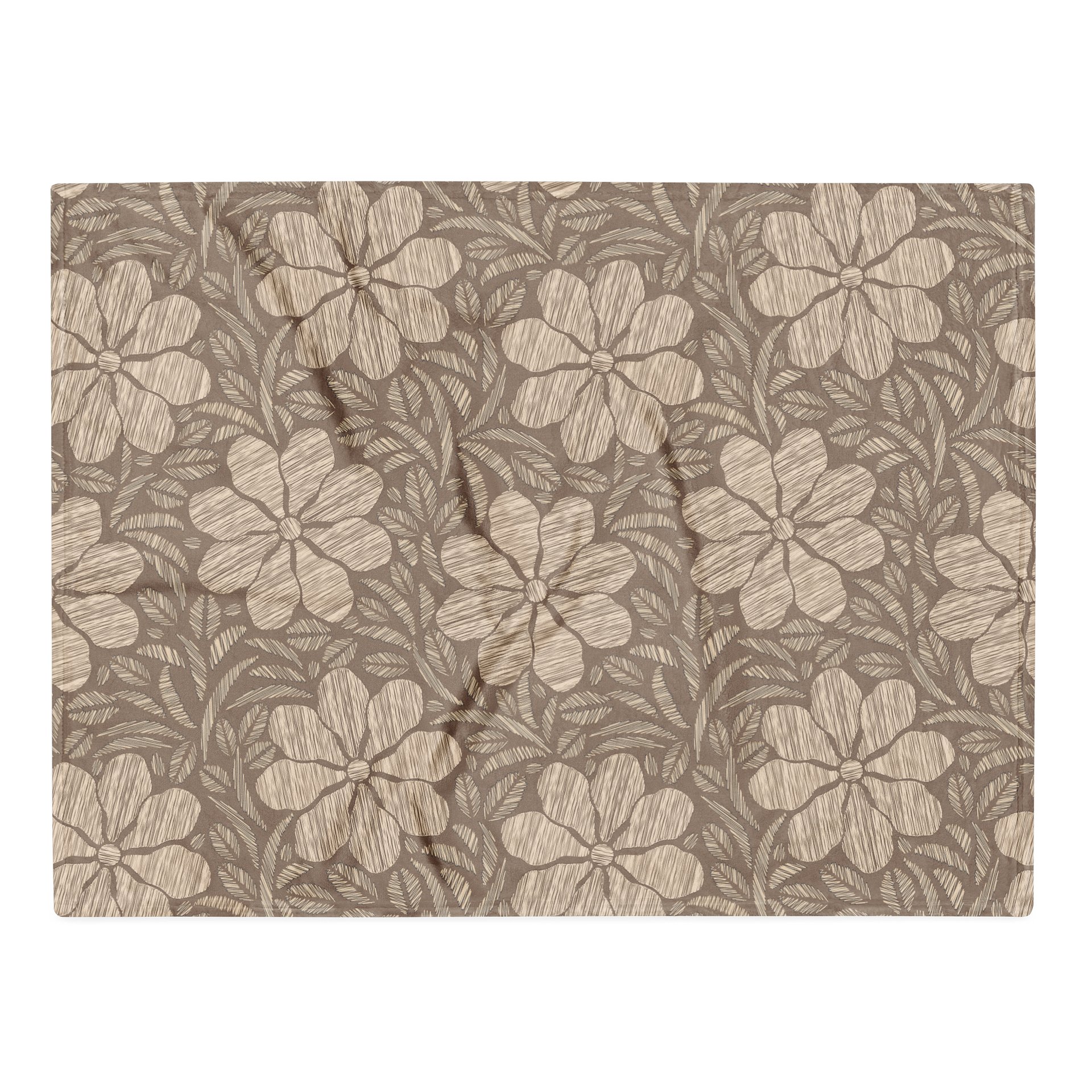 Chic Cozy Throw Blanket with Beige Flower Emroibery Pattern product image (1)