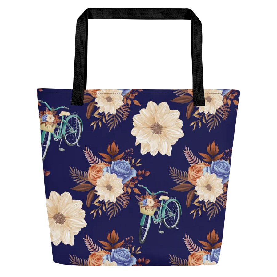Retro Blue Blossom Tote Bage product image (3)