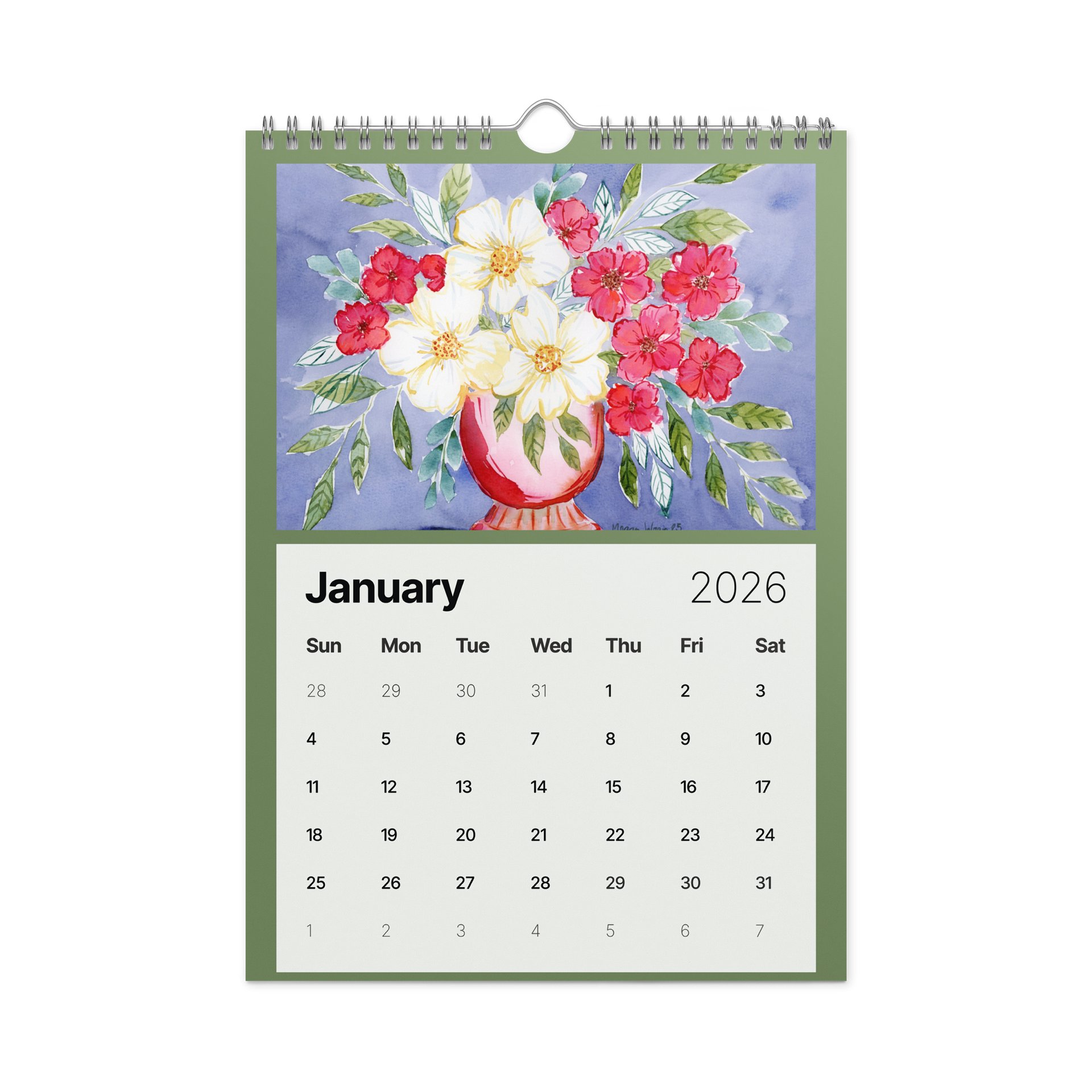 Watercolor Blooms 2026 Wall Calendar product image (6)