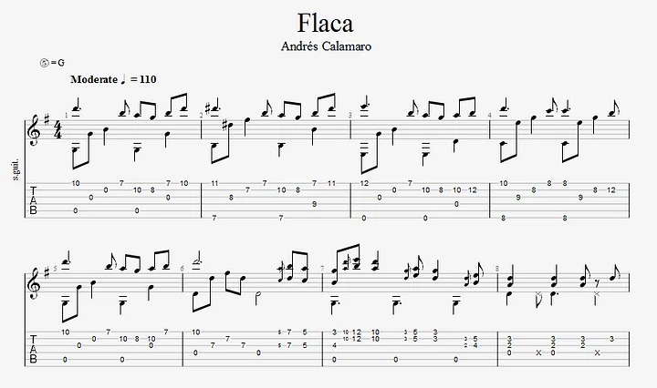 Flaca [Fingerstyle] Partitura + Tab product image (1)