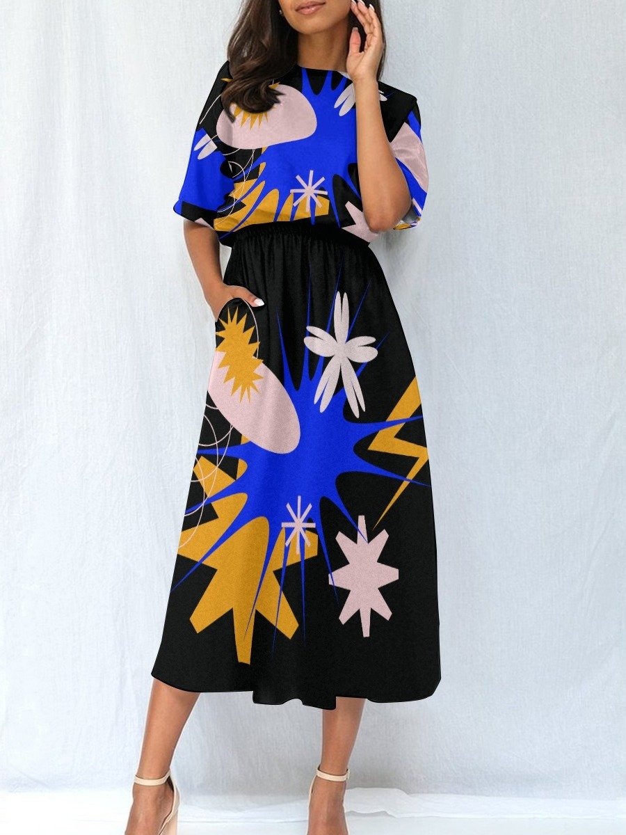 Midnight Bloom Abstract Midi Dress product image (2)