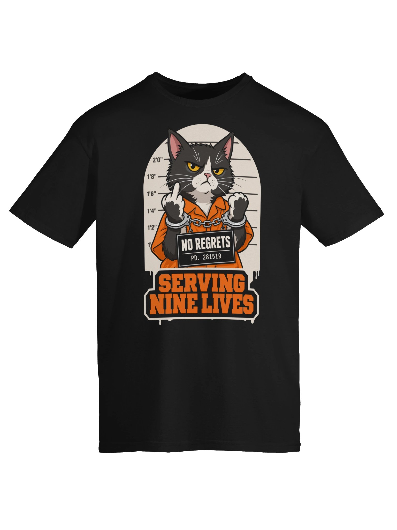 No Regrets, Serving Nine Lives Tuxedo Cat Shirt product image (6)