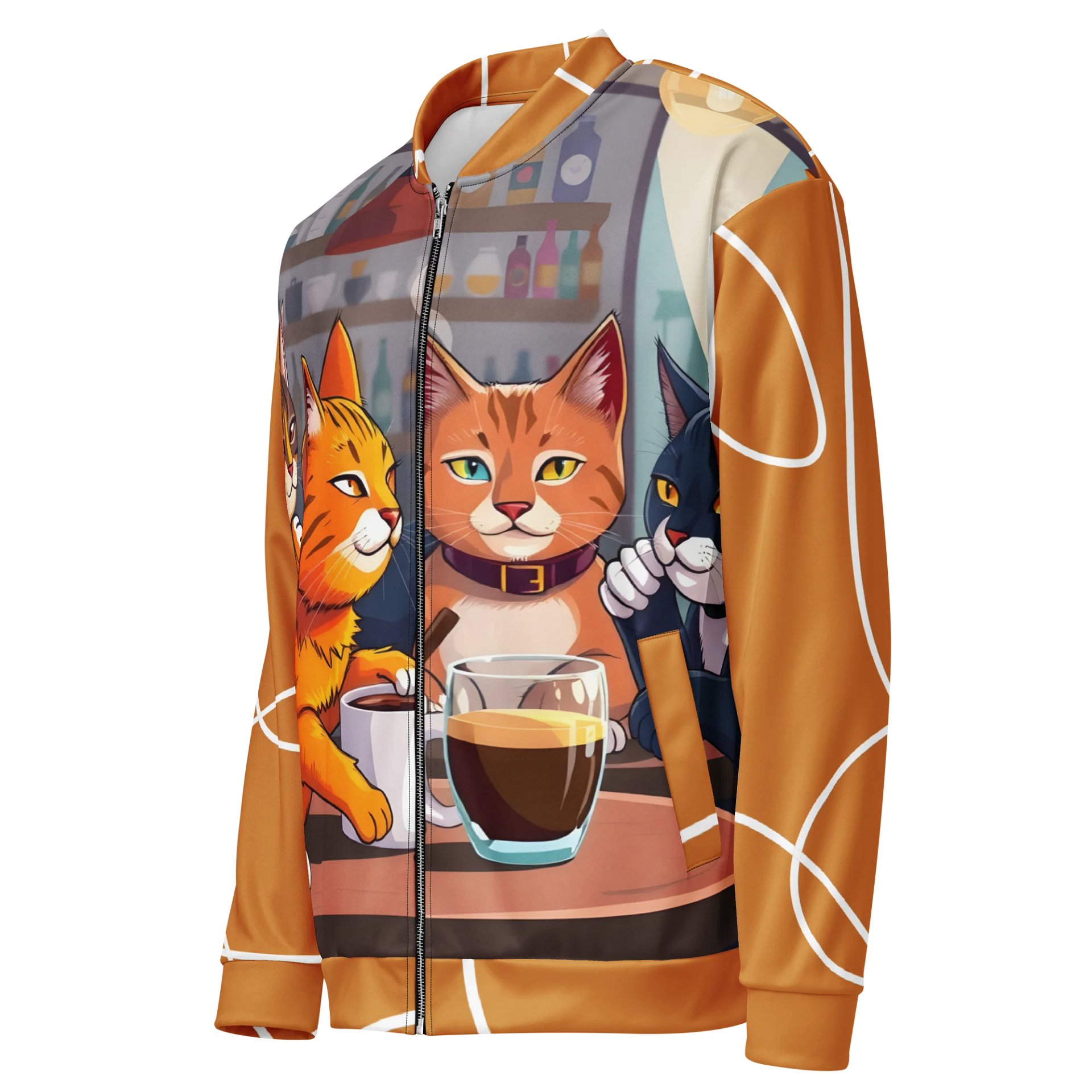 Bomber Jacket-Cat Chat Café Jacket product image (3)