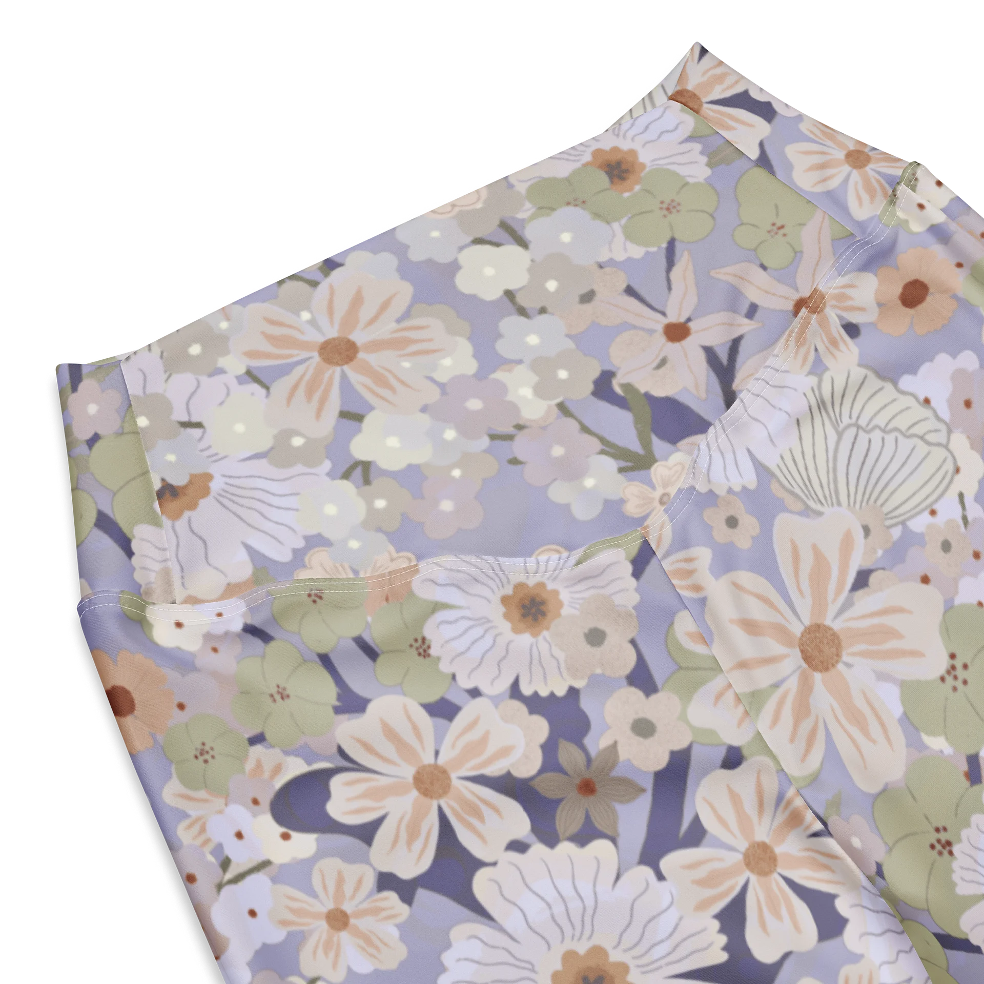 Khaki Green Blue Floral Flare Yoga Leggings product image (8)