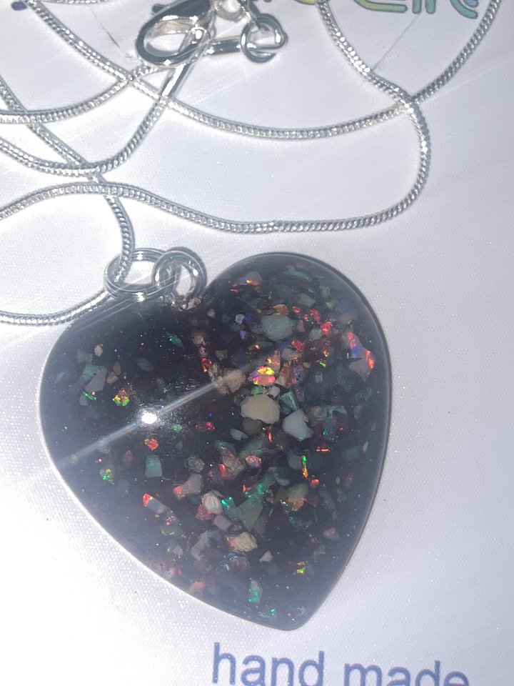 Black Cherry Opal Heart Pendant. product image (1)