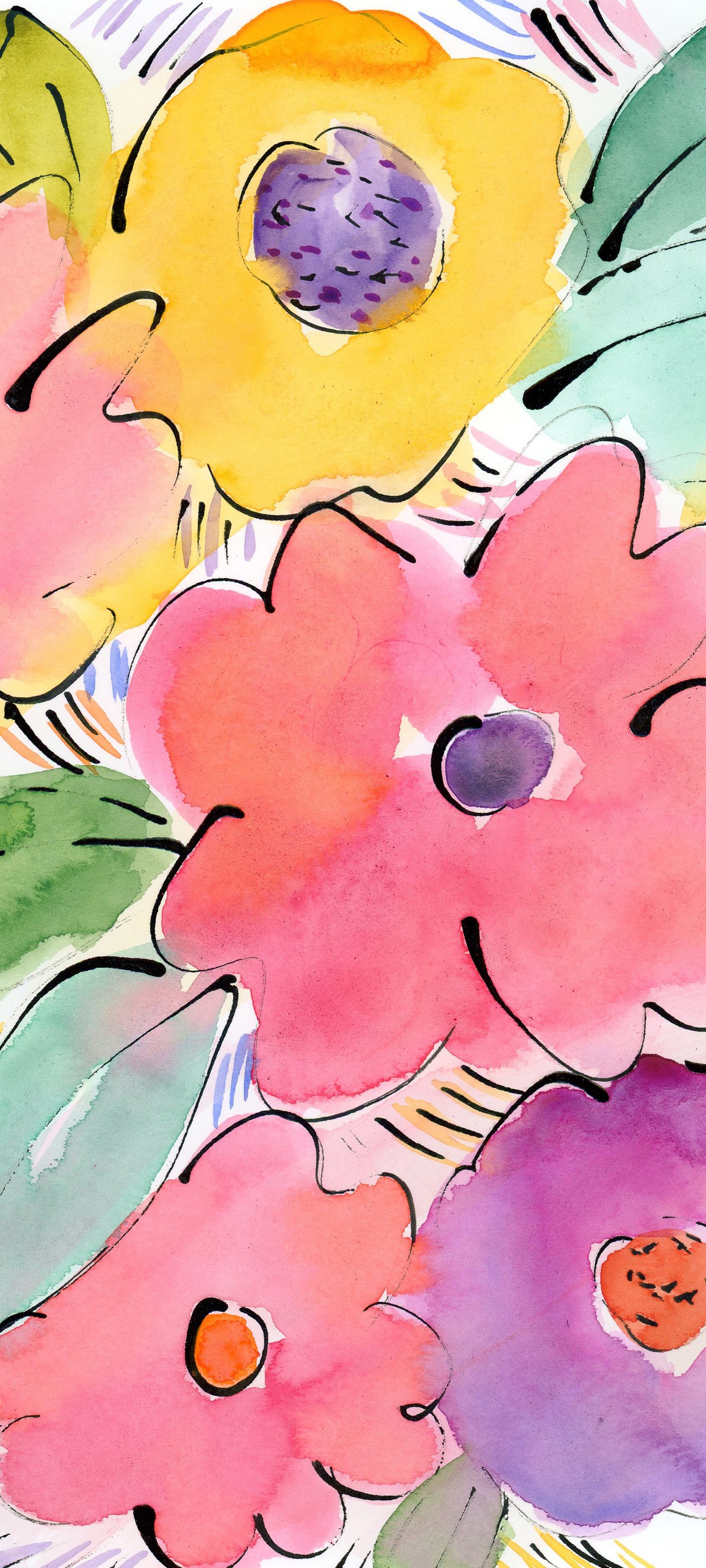 Sweet Bloom Bundle - 3 Original Watercolor Phone Wallpapers product image (6)