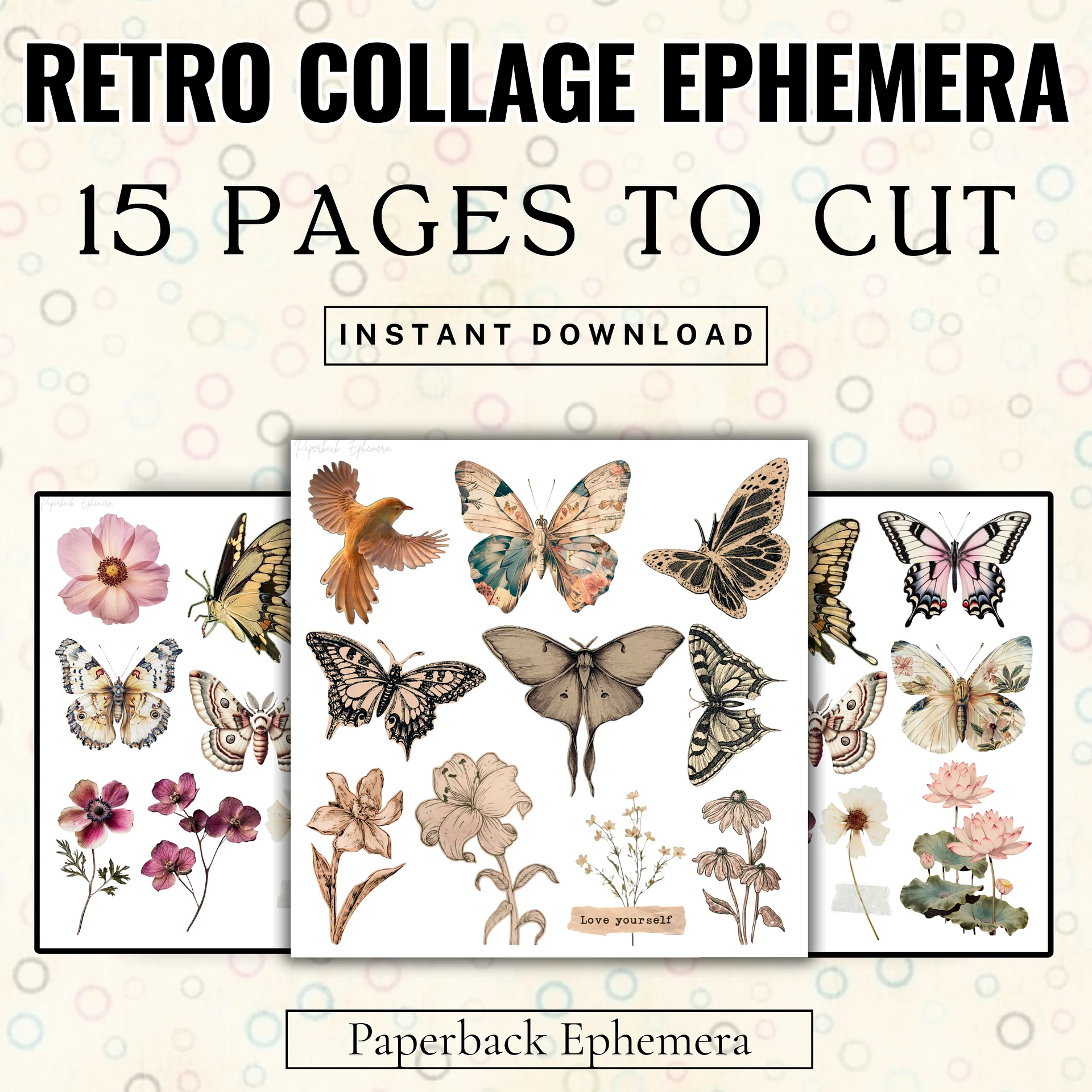 Retro Collage Ephemera Printable – 15 Vintage 1950s & 1960s Pages for Junk Journals, Scrapbooking and Mixed Media | Digital Download product image (4)