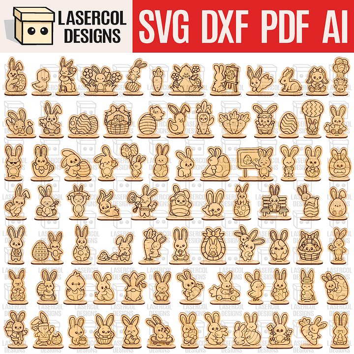 Easter Cutouts With Base Mega Bundle (+80) - Laser Cut Files product image (1)