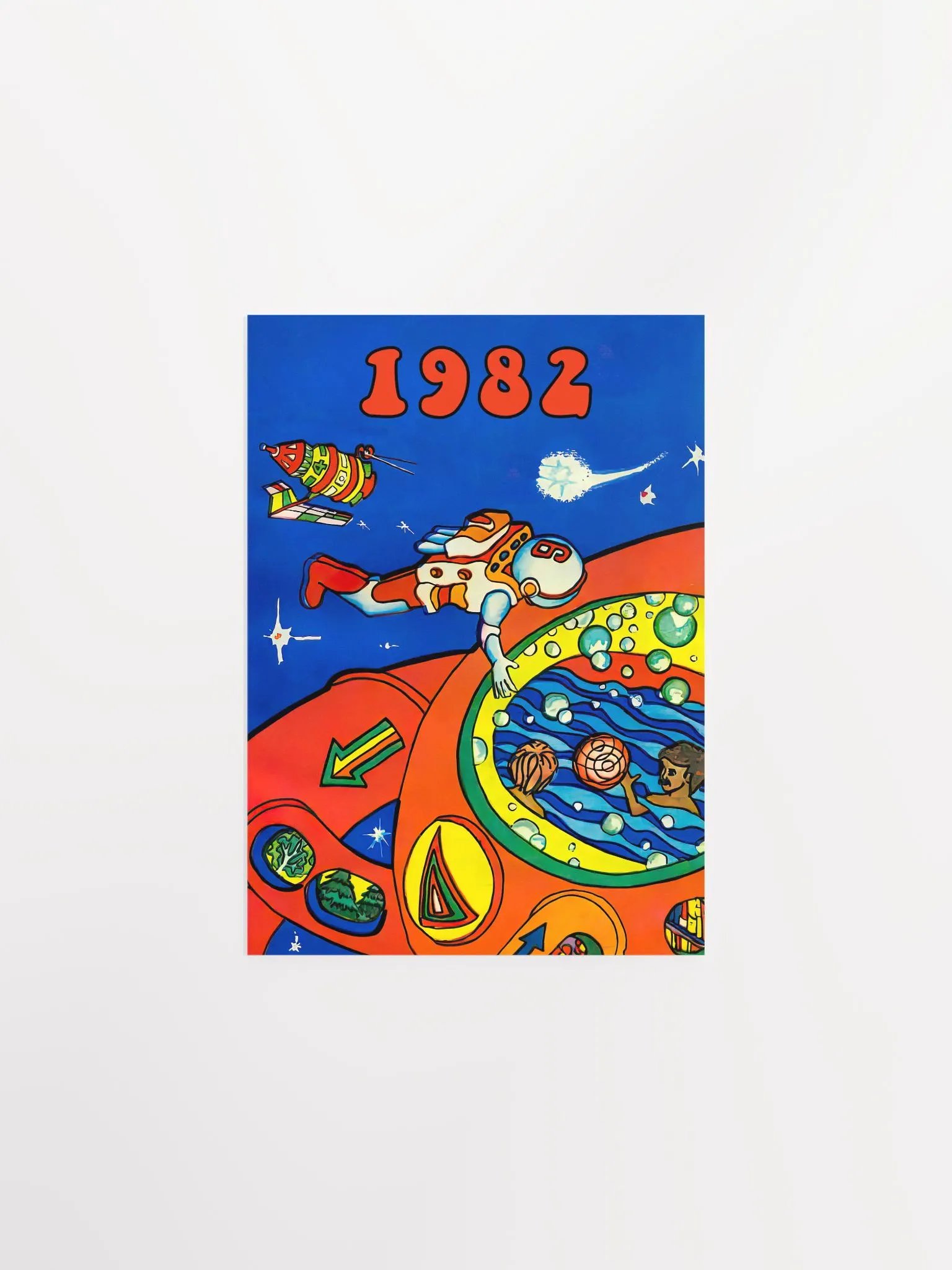 Soviet space, USSR 1982 — Soviet vintage space art poster, soviet poster, propaganda poster, soviet retro space, space wall art product image (8)