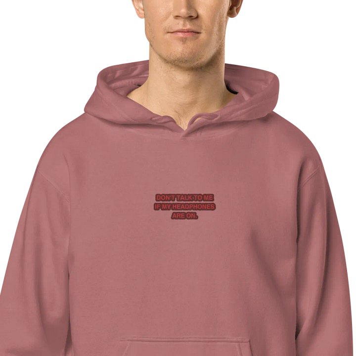 HEADPHONES ON (cherry design) embroidered pigment hoodie product image (2)