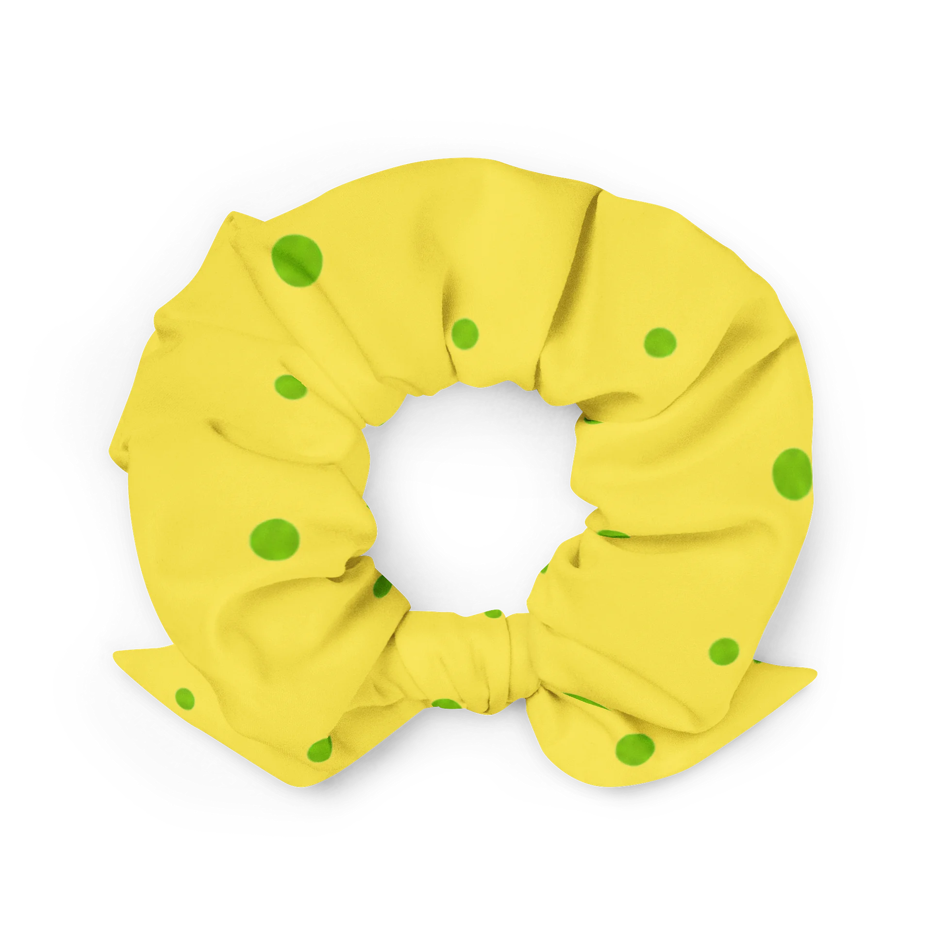 Chowder Panini Yellow Scrunchie With Green Polka Dot product image (3)